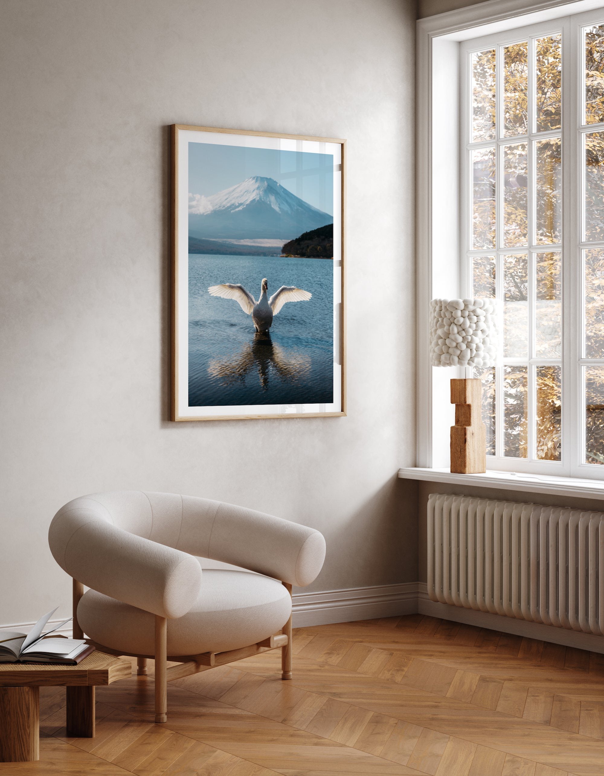 A Swan's Dance by Mt Fuji - Peter Yan Studio Framed Photo Print Wall Art