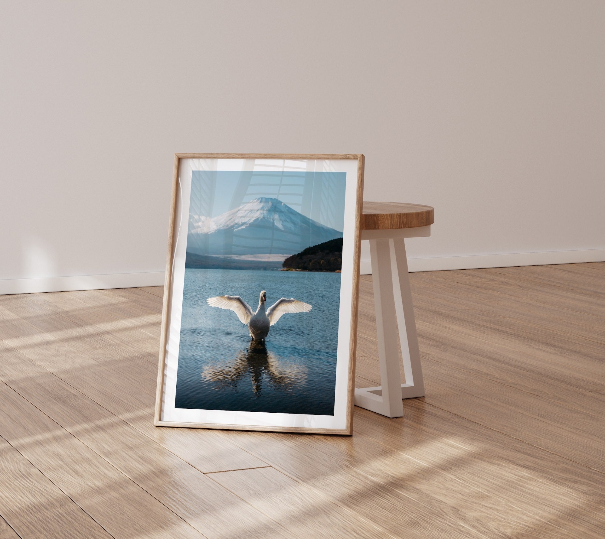 A Swan's Dance by Mt Fuji - Peter Yan Studio Framed Photo Print Wall Art