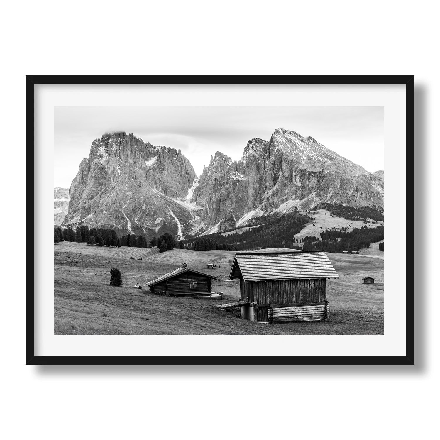 Alpe di Siusi in Black and White Framed Print - Black & White by Peter Yan Studio