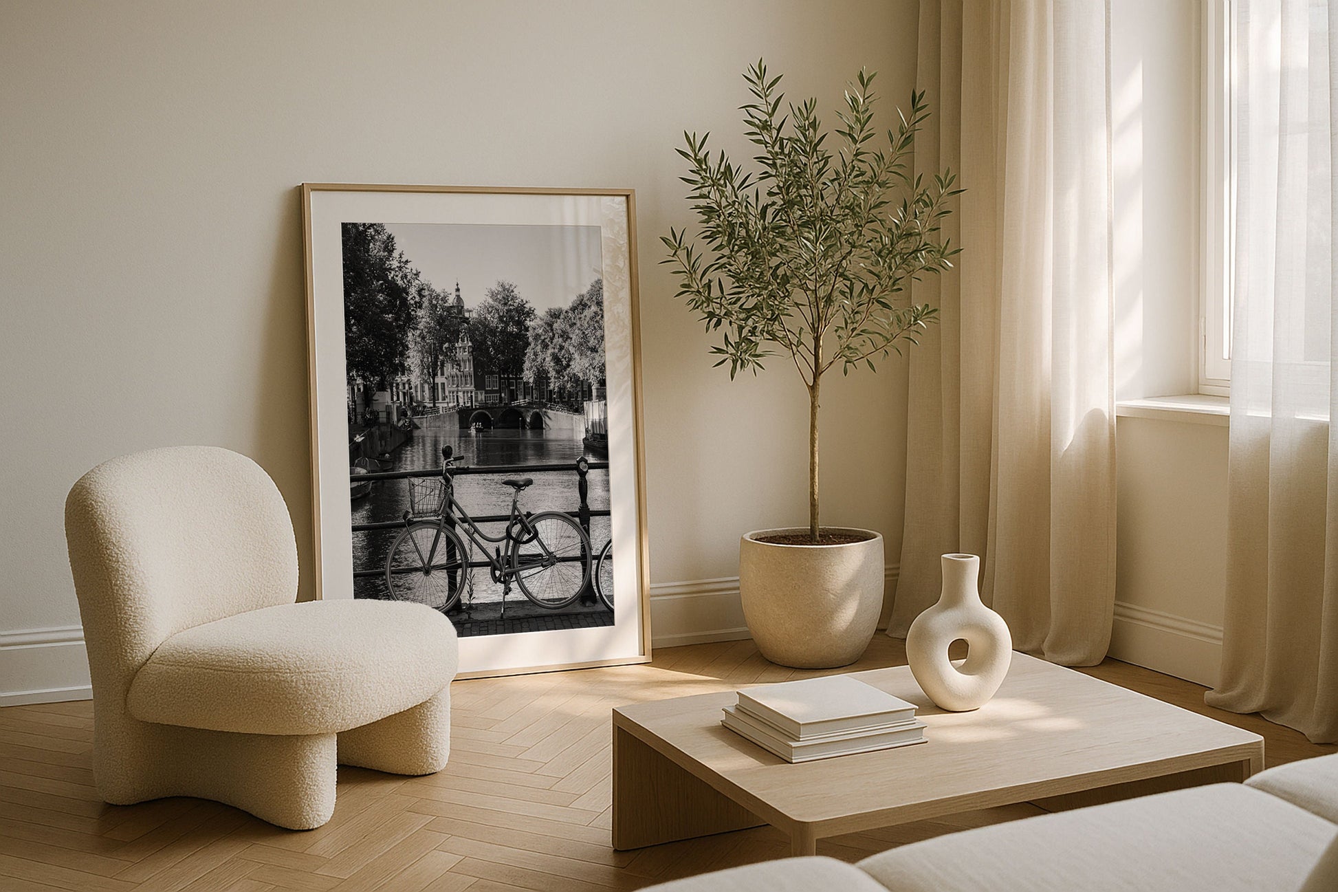 Amsterdam Bike Black and White Framed Print - Amsterdam by Peter Yan Studio