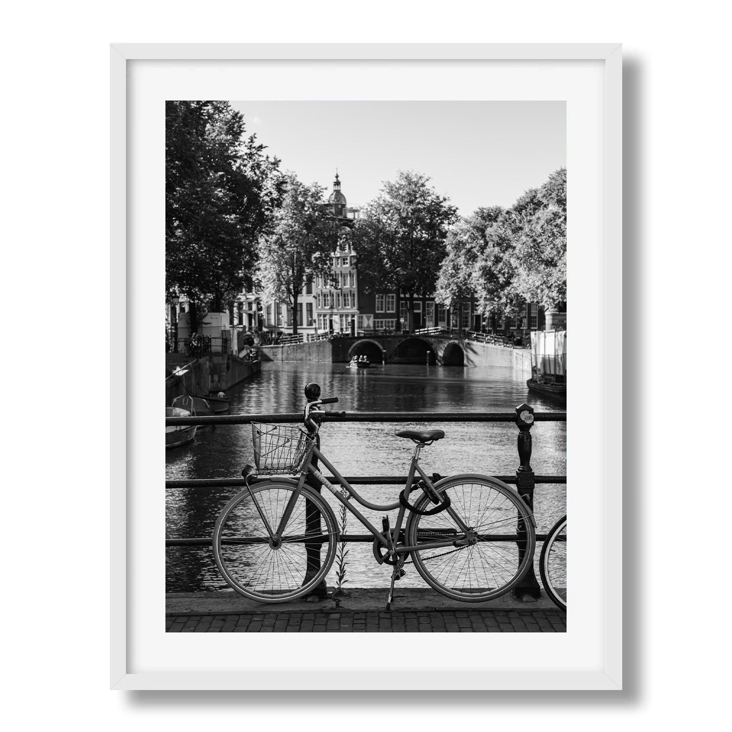 Amsterdam Bike Black and White Framed Print - Amsterdam by Peter Yan Studio