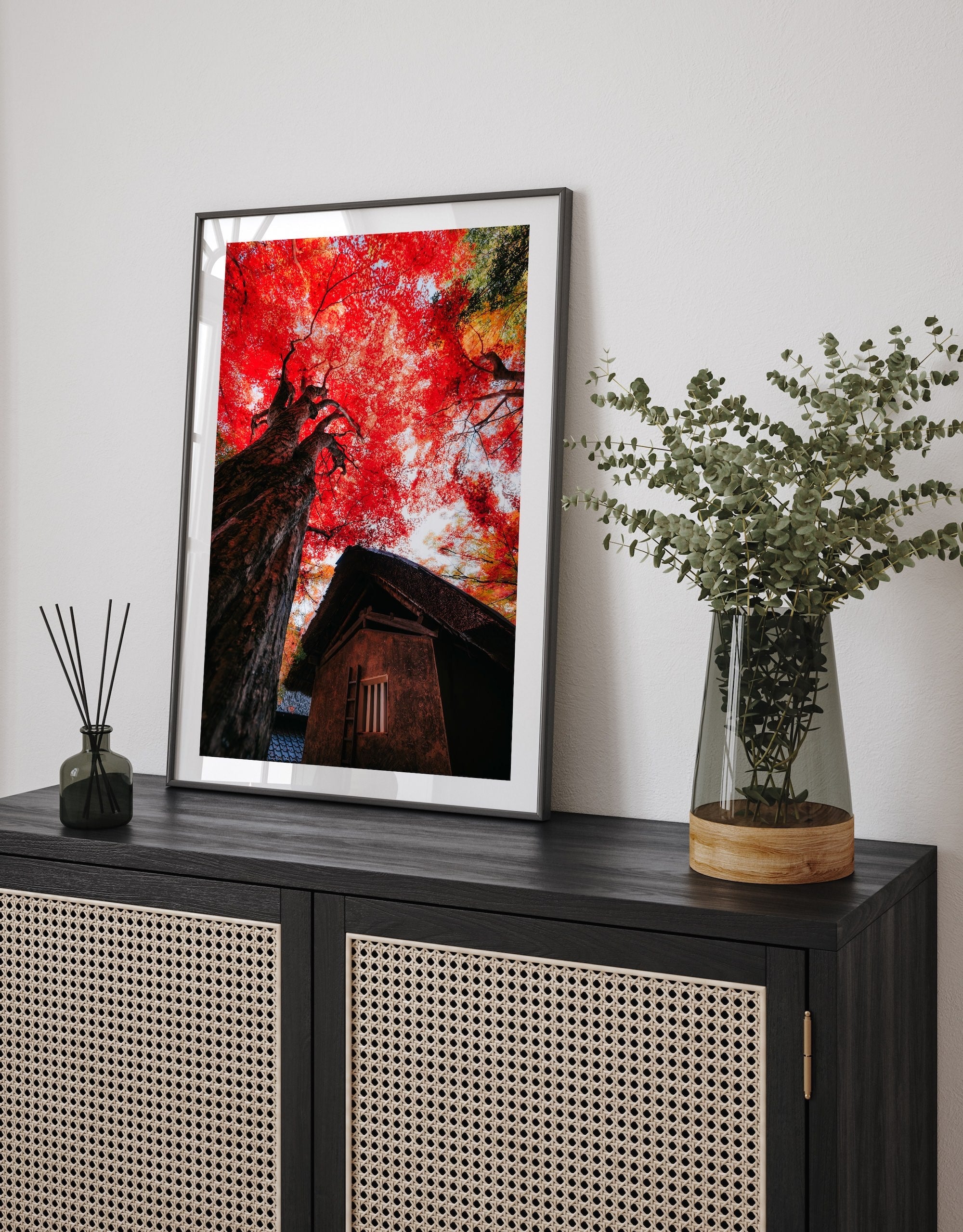 Autumn’s Red Glow in a Japanese Garden II - Peter Yan Studio Framed Photo Print Wall Art