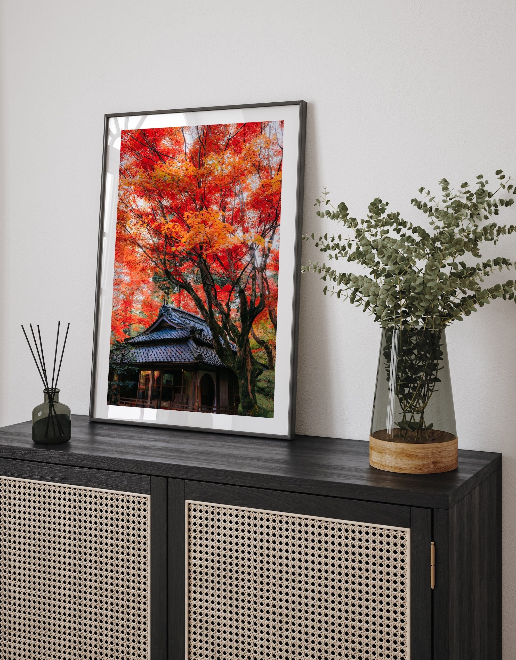 Autumn’s Red Glow in a Japanese Garden V - Peter Yan Studio Framed Photo Print Wall Art