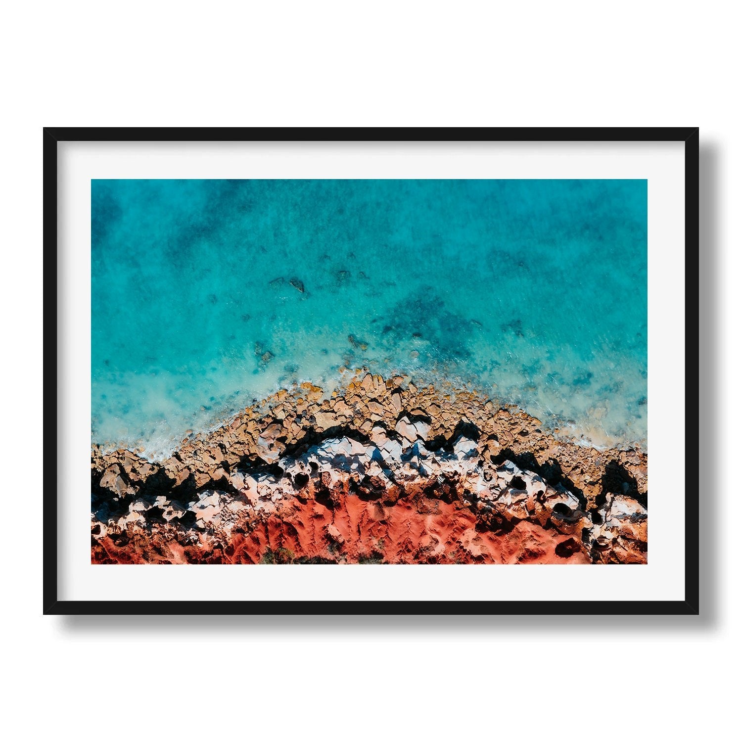 Broome Ocean Rocks Framed Print - Aerial by Peter Yan Studio