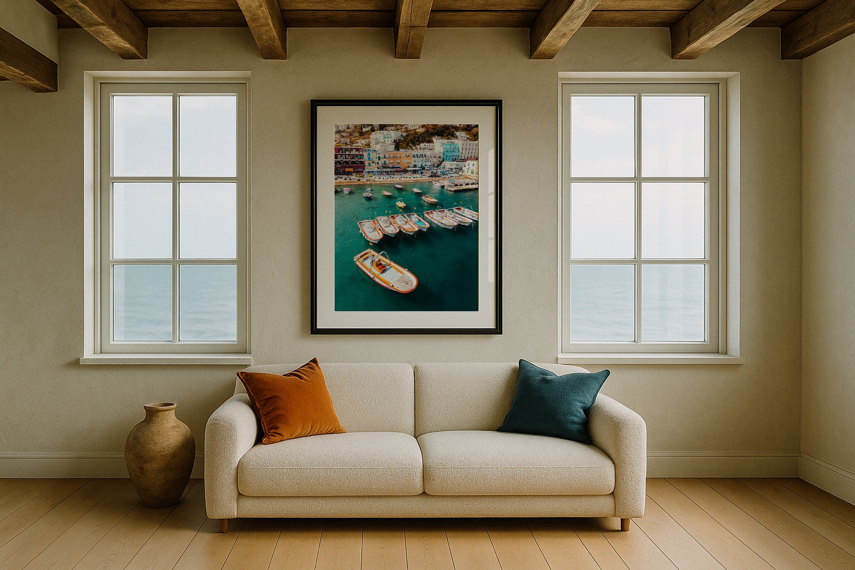 Capri Marina Grande II Framed Print - Aerial by Peter Yan Studio