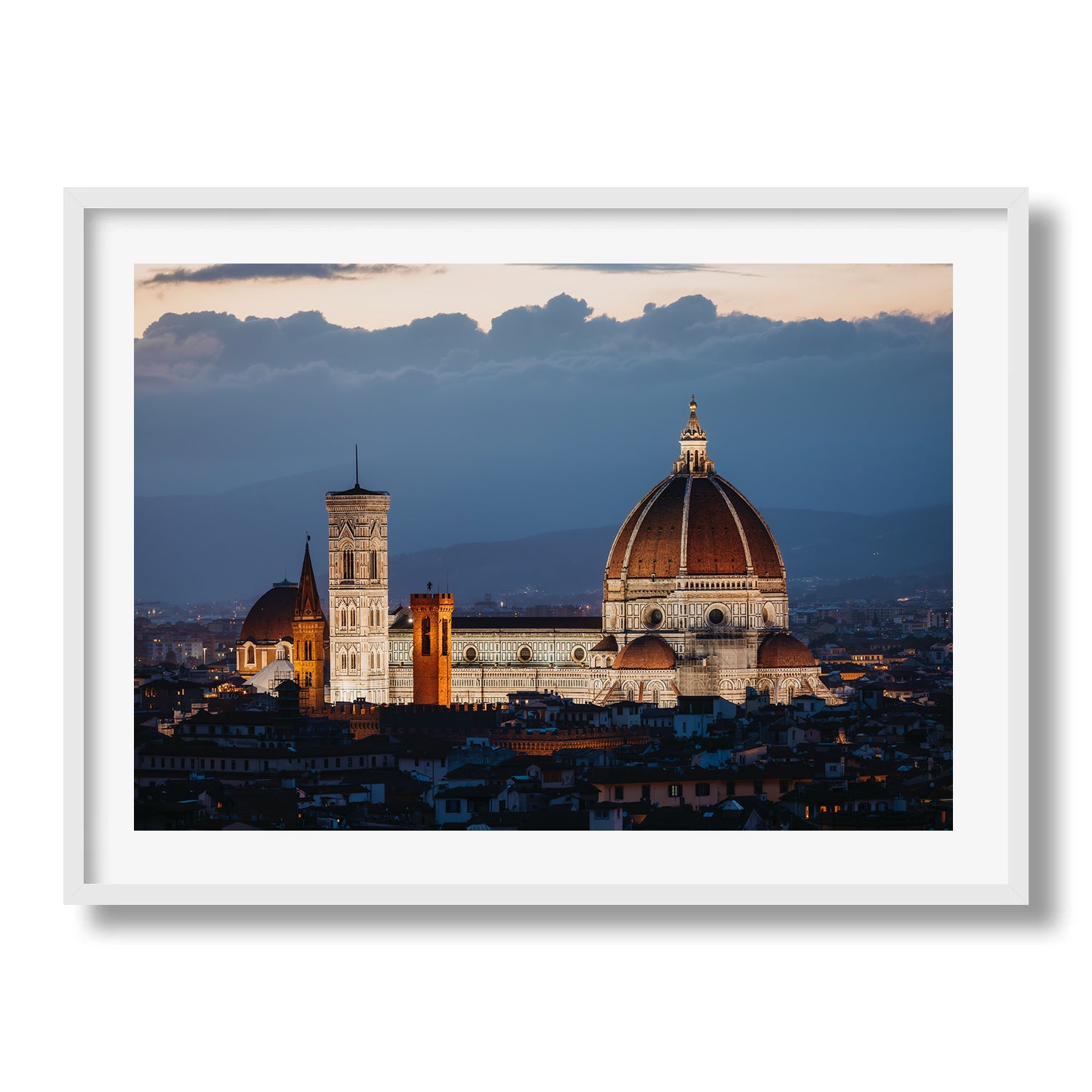 Florence Cathedral At Dusk Framed Print - Architecture by Peter Yan Studio
