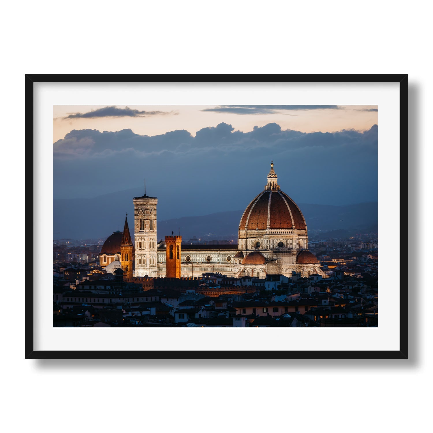 Florence Cathedral At Dusk Framed Print - Architecture by Peter Yan Studio