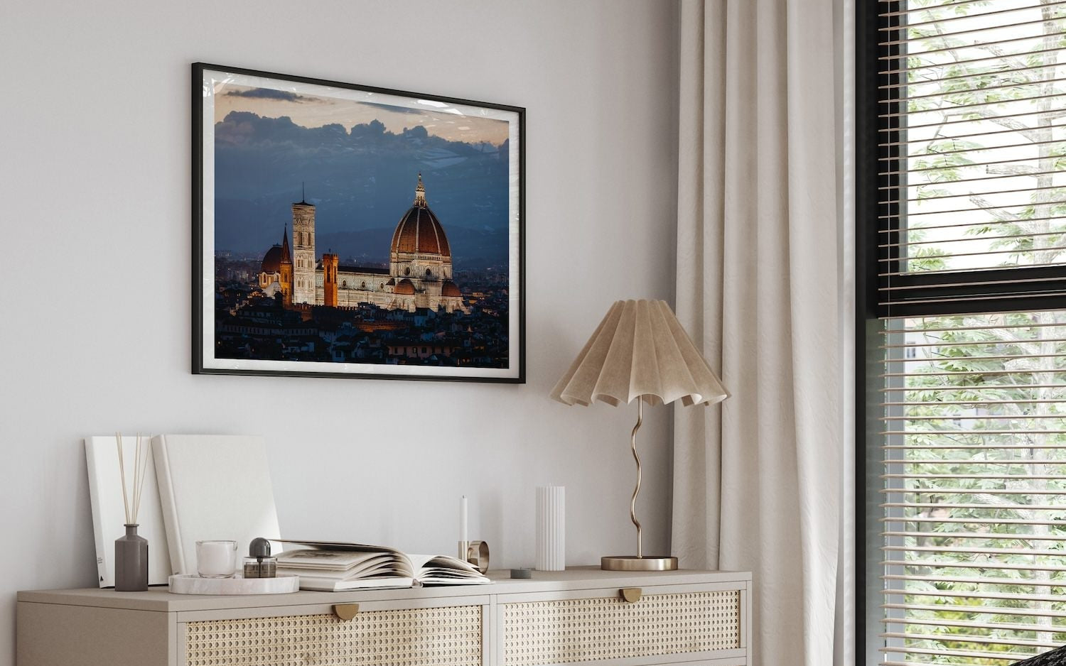 Florence Cathedral At Dusk Framed Print - Architecture by Peter Yan Studio