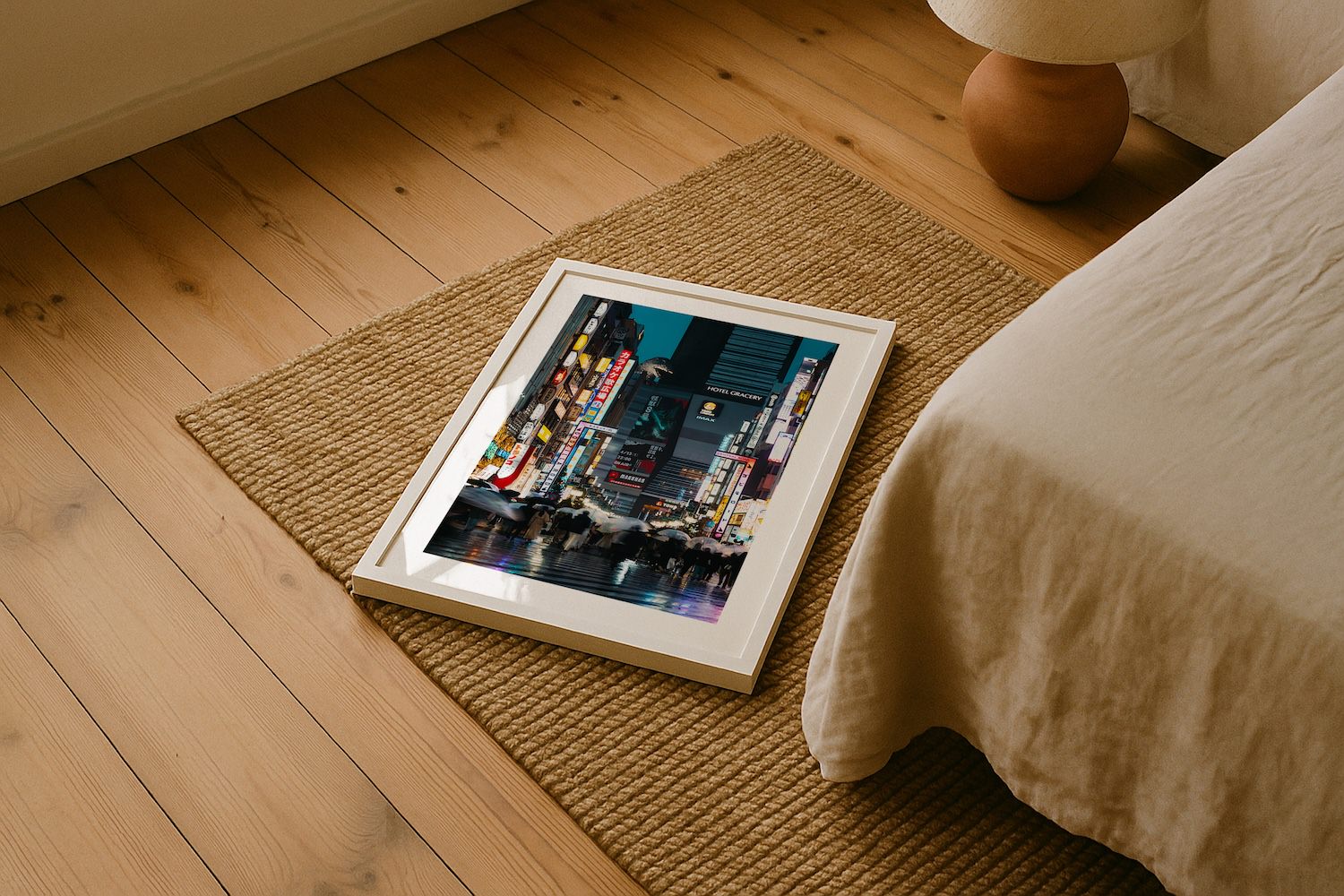 Godzilla Head Shinjuku Rainy Night Framed Print - Architecture by Peter Yan Studio