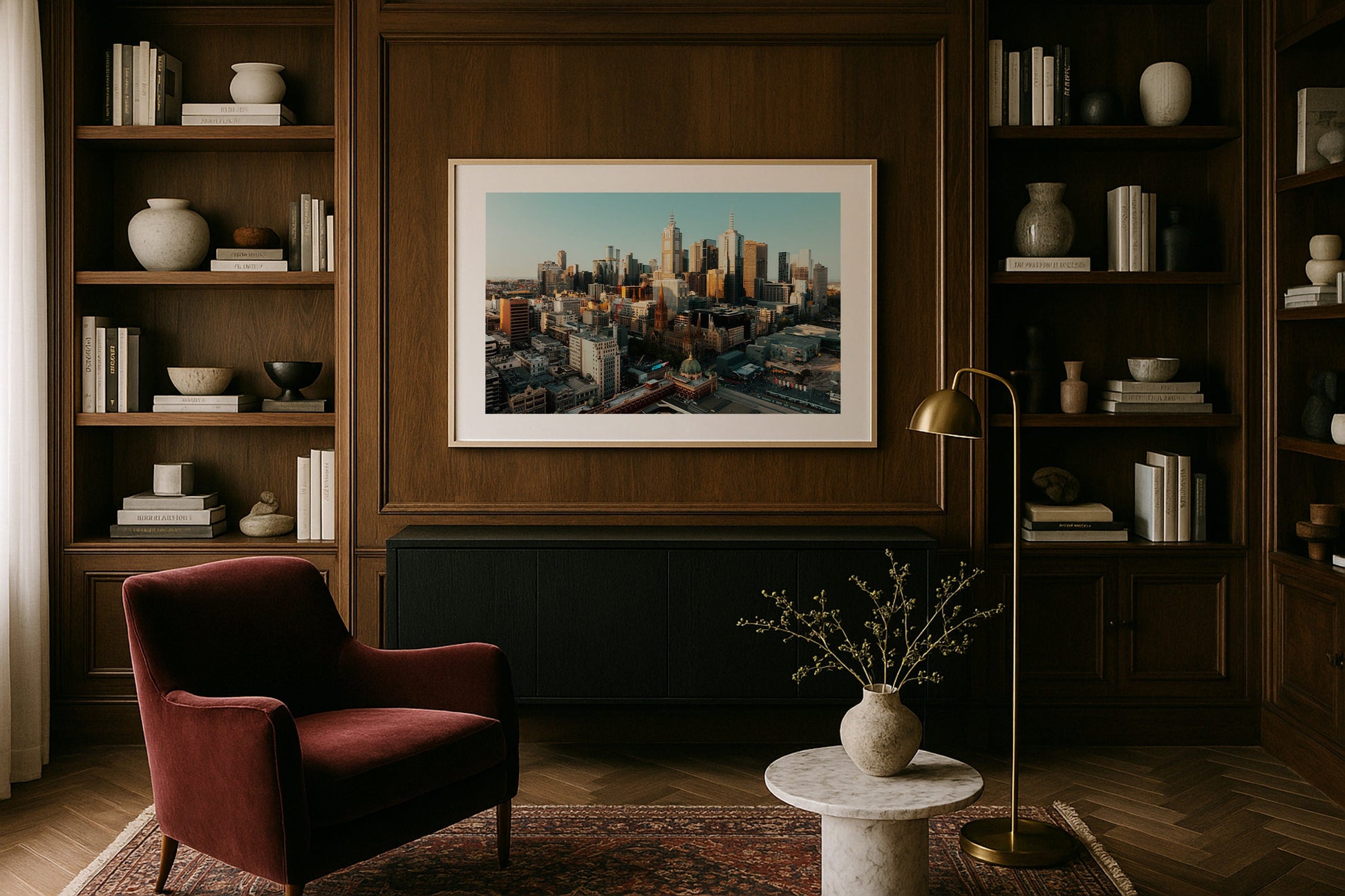 Golden Hour in Melbourne's Skyline Framed Print - Architecture by Peter Yan Studio