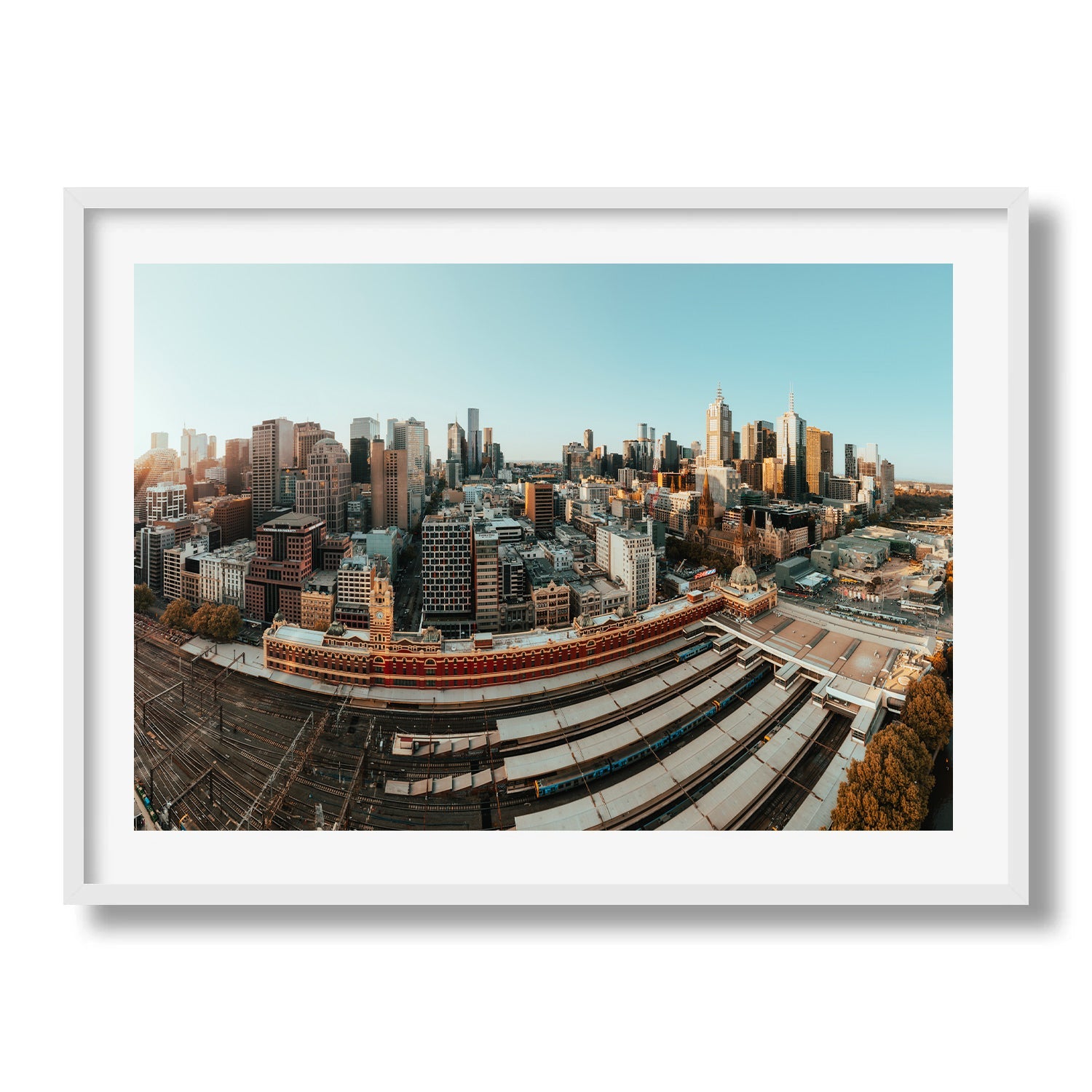 Golden Hour Over Flinders Street Station and Melbourne's Skyline Framed Print - Architecture by Peter Yan Studio