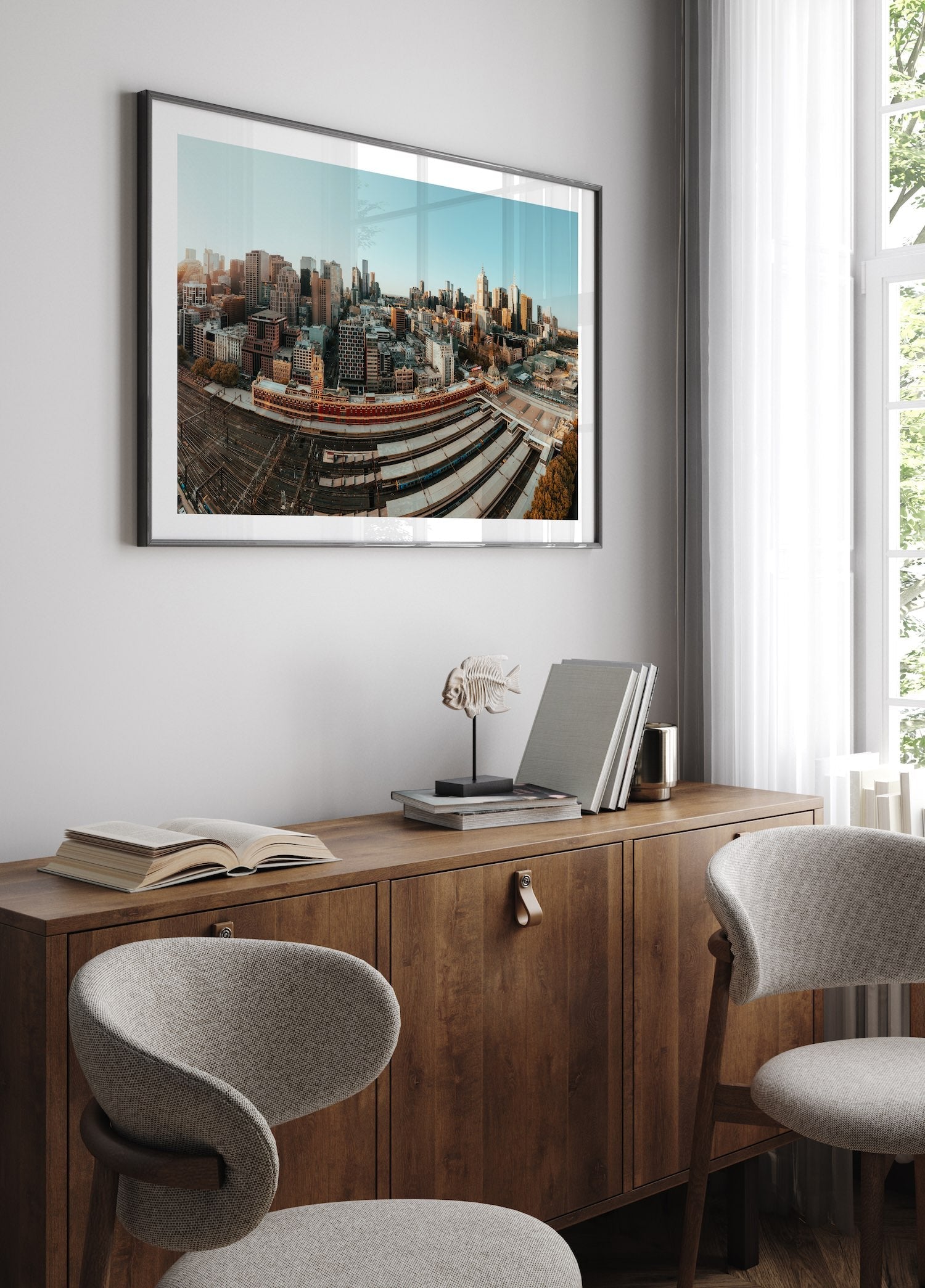 Golden Hour Over Flinders Street Station and Melbourne's Skyline - Peter Yan Studio Framed Photo Print Wall Art