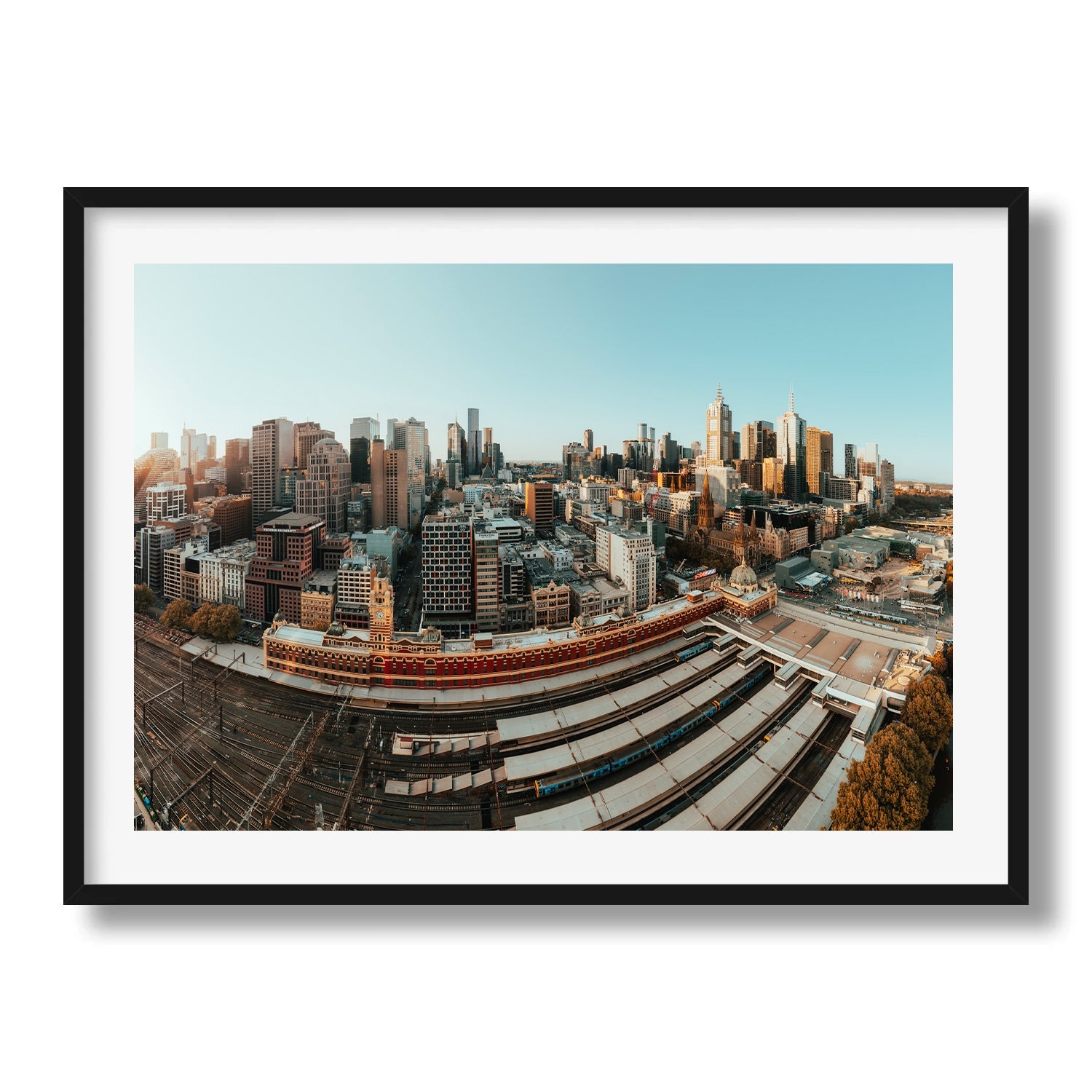 Golden Hour Over Flinders Street Station and Melbourne's Skyline Framed Print - Architecture by Peter Yan Studio
