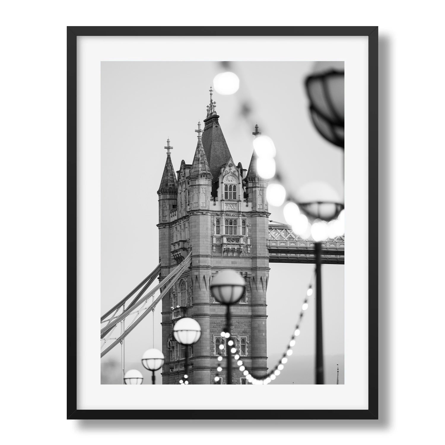London Tower Bridge Lights Black & White Framed Print - Architecture by Peter Yan Studio
