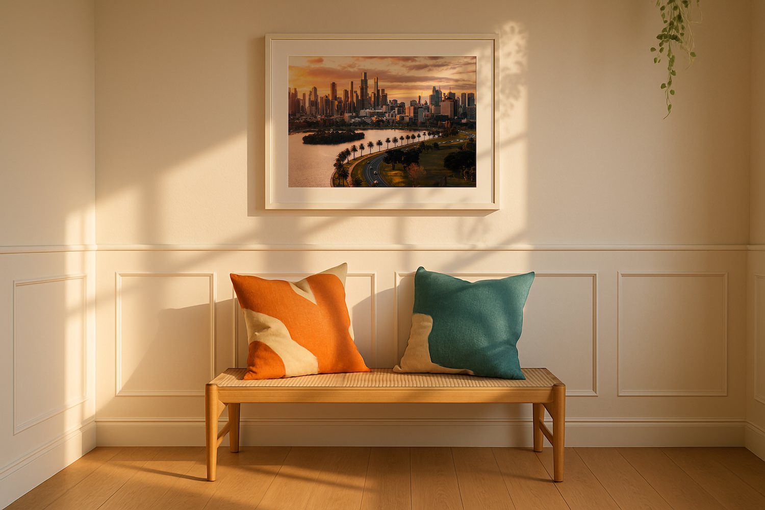 Melbourne Albert Park Sunset Framed Print - Aerial by Peter Yan Studio