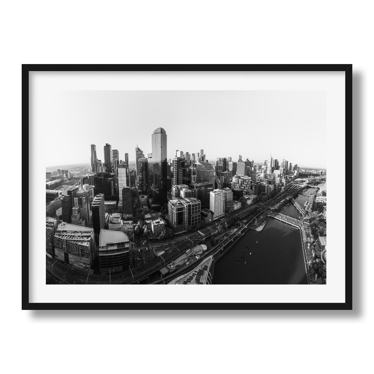 Melbourne in Monochrome: A Timeless Skyline Framed Print - Architecture by Peter Yan Studio
