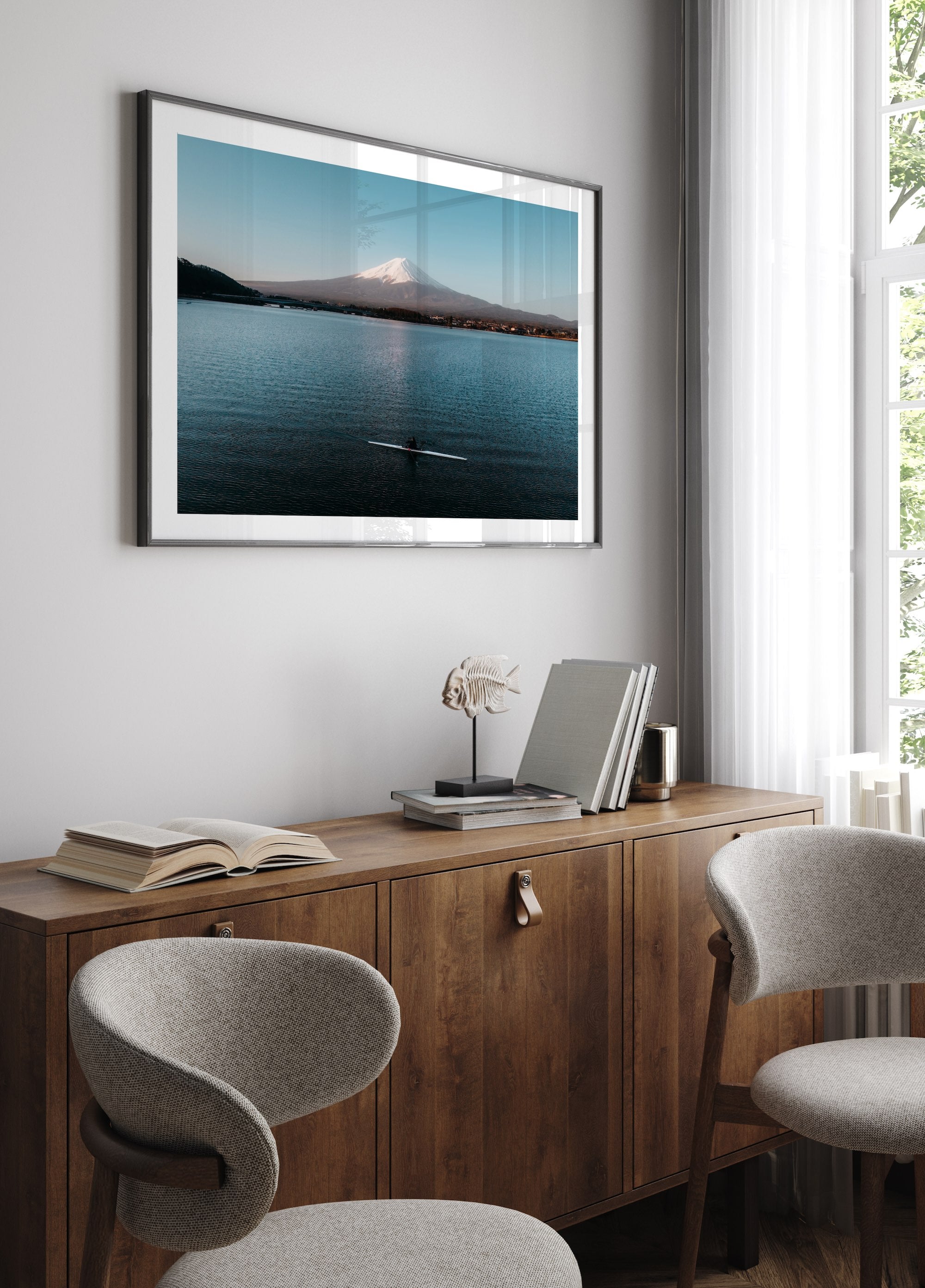 Mt Fuji Canoeing in Lake Kawaguchiko I - Peter Yan Studio Framed Photo Print Wall Art