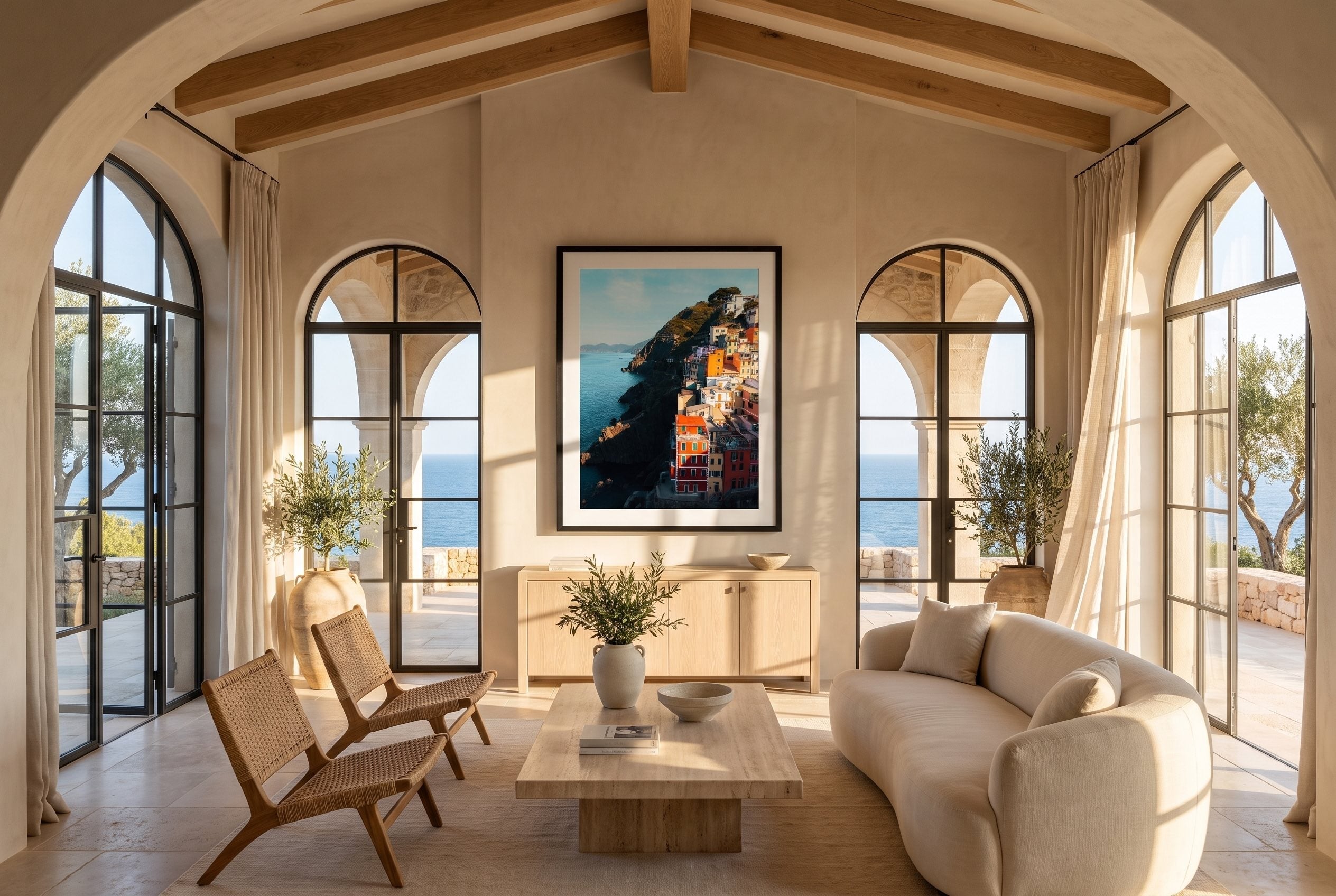 Riomaggiore Sunrise, Cinque Terre II Framed Print - Aerial by Peter Yan Studio
