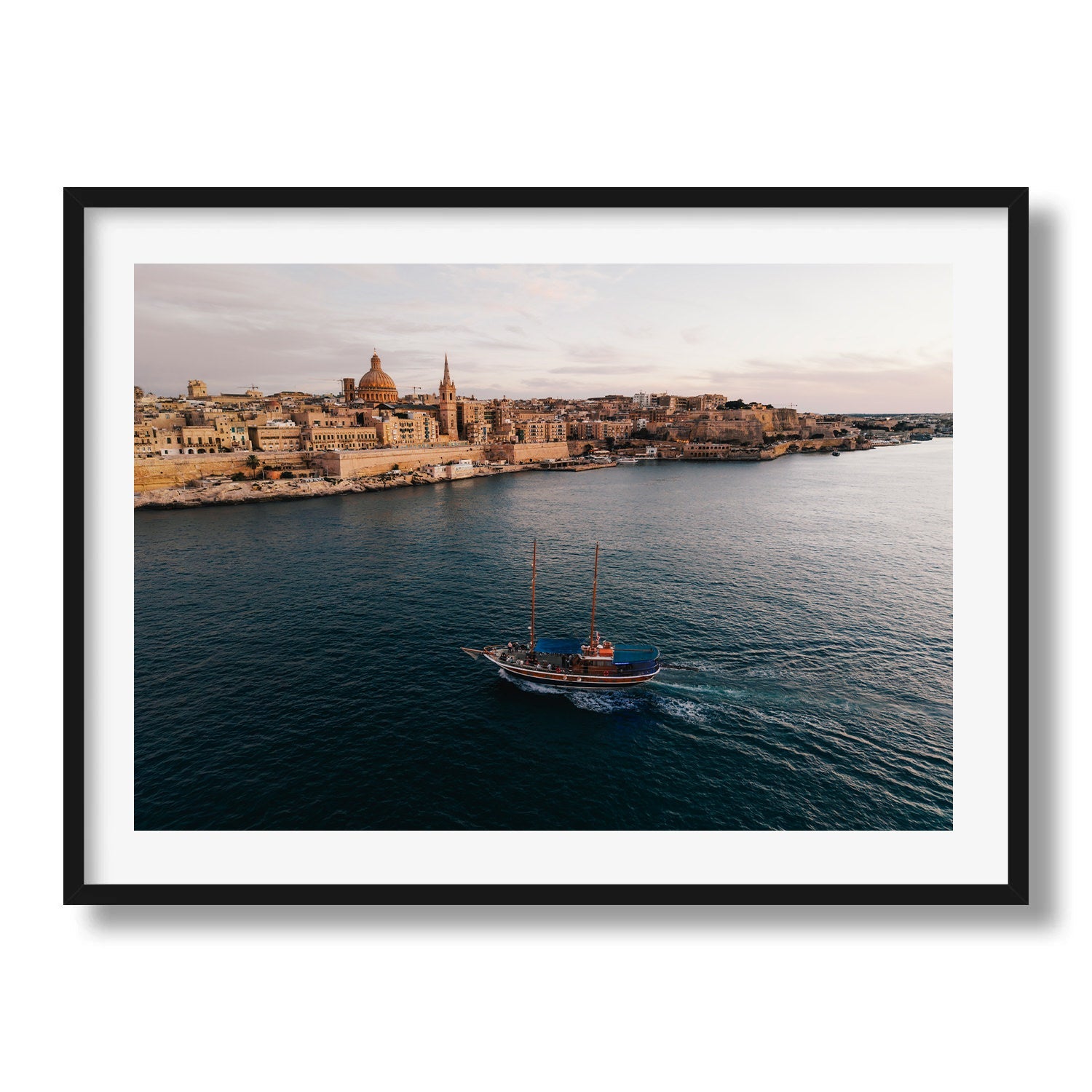 Sailing Past Valletta Framed Print - Aerial by Peter Yan Studio