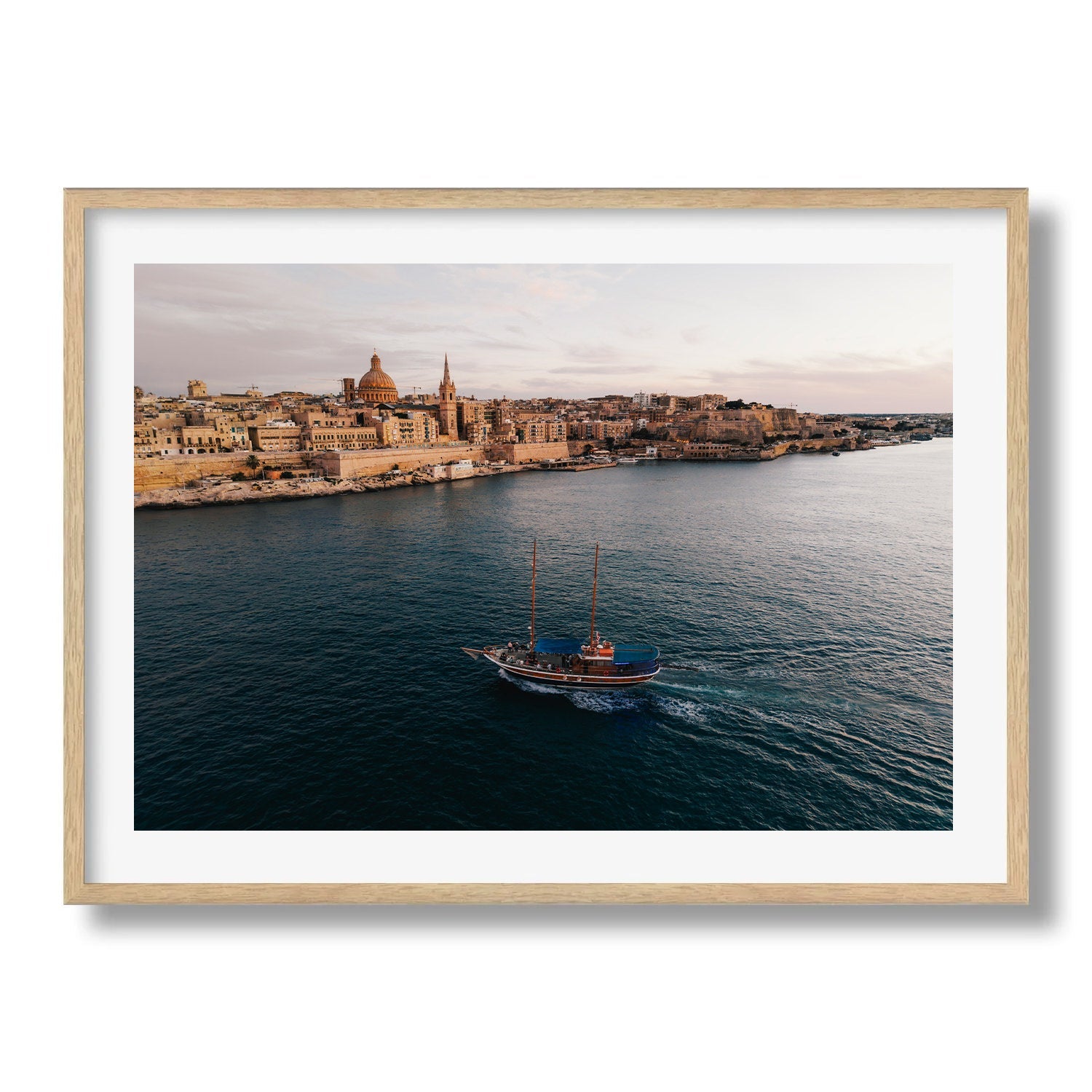 Sailing Past Valletta Framed Print - Aerial by Peter Yan Studio