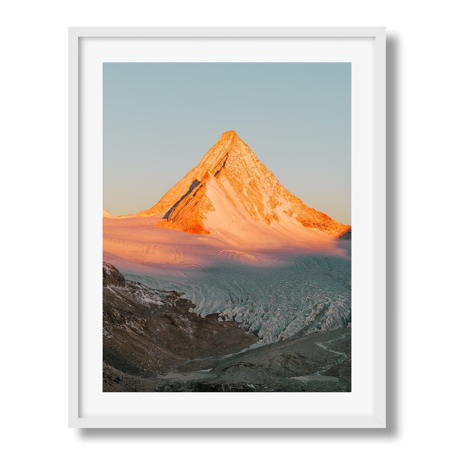 Sunrise Over Glacial Mountains in Tibet II Framed Print - Aerial by Peter Yan Studio