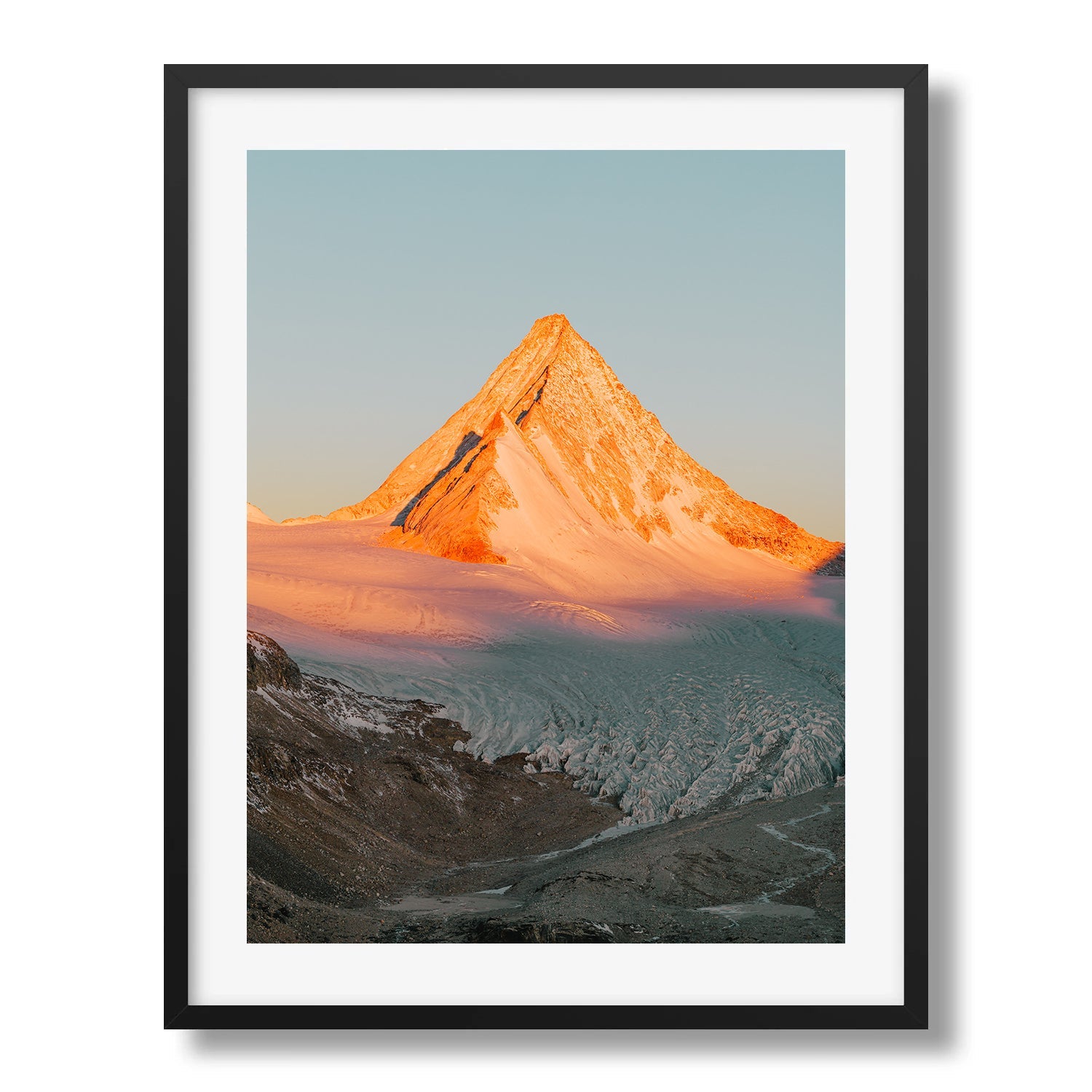 Sunrise Over Glacial Mountains in Tibet II Framed Print - Aerial by Peter Yan Studio