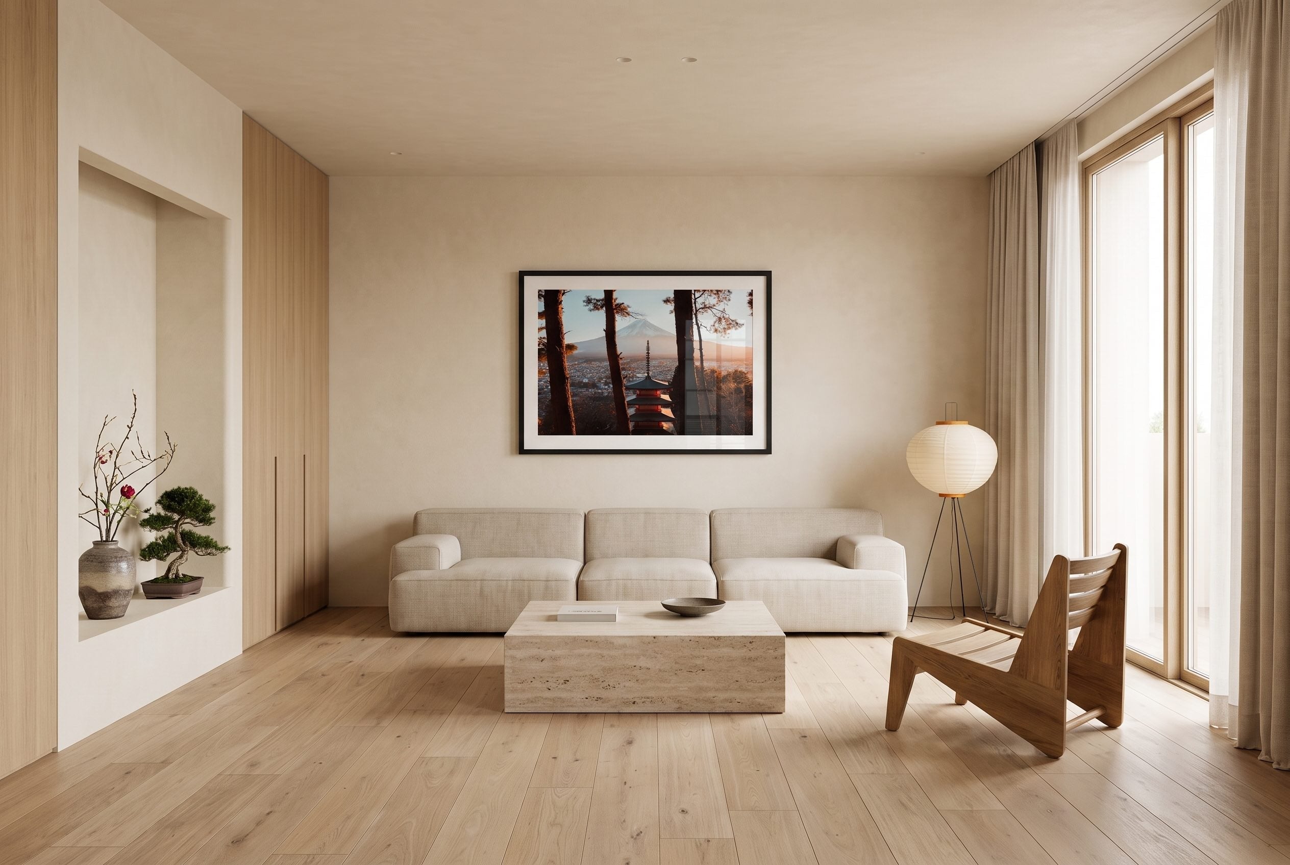 Sunset Serenity- Pagoda and Mount Fuji II Framed Print - Architecture by Peter Yan Studio