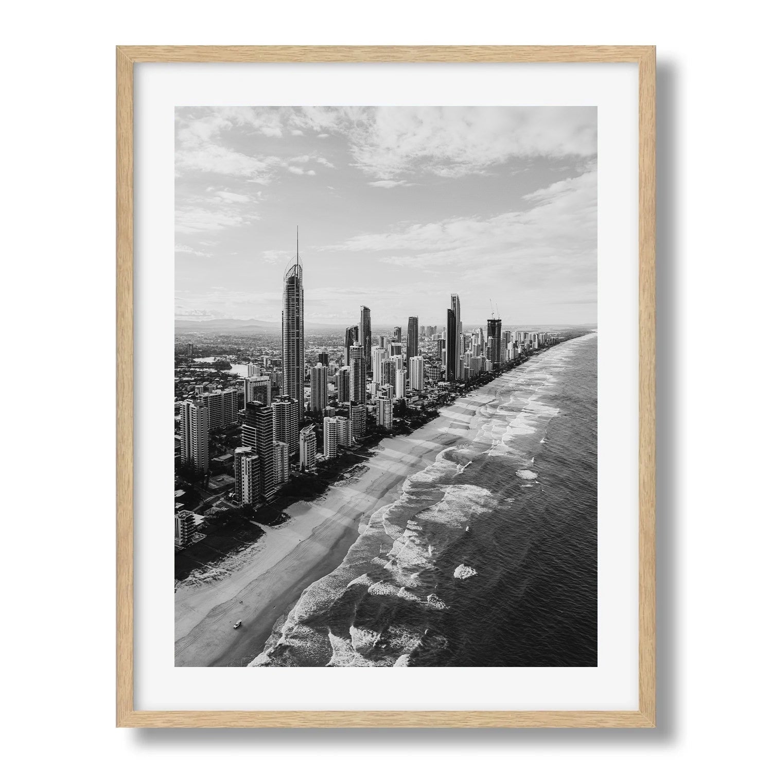 Surface Paradise Skyline Black & White II - Peter Yan Studio Framed Photo Print Wall Art