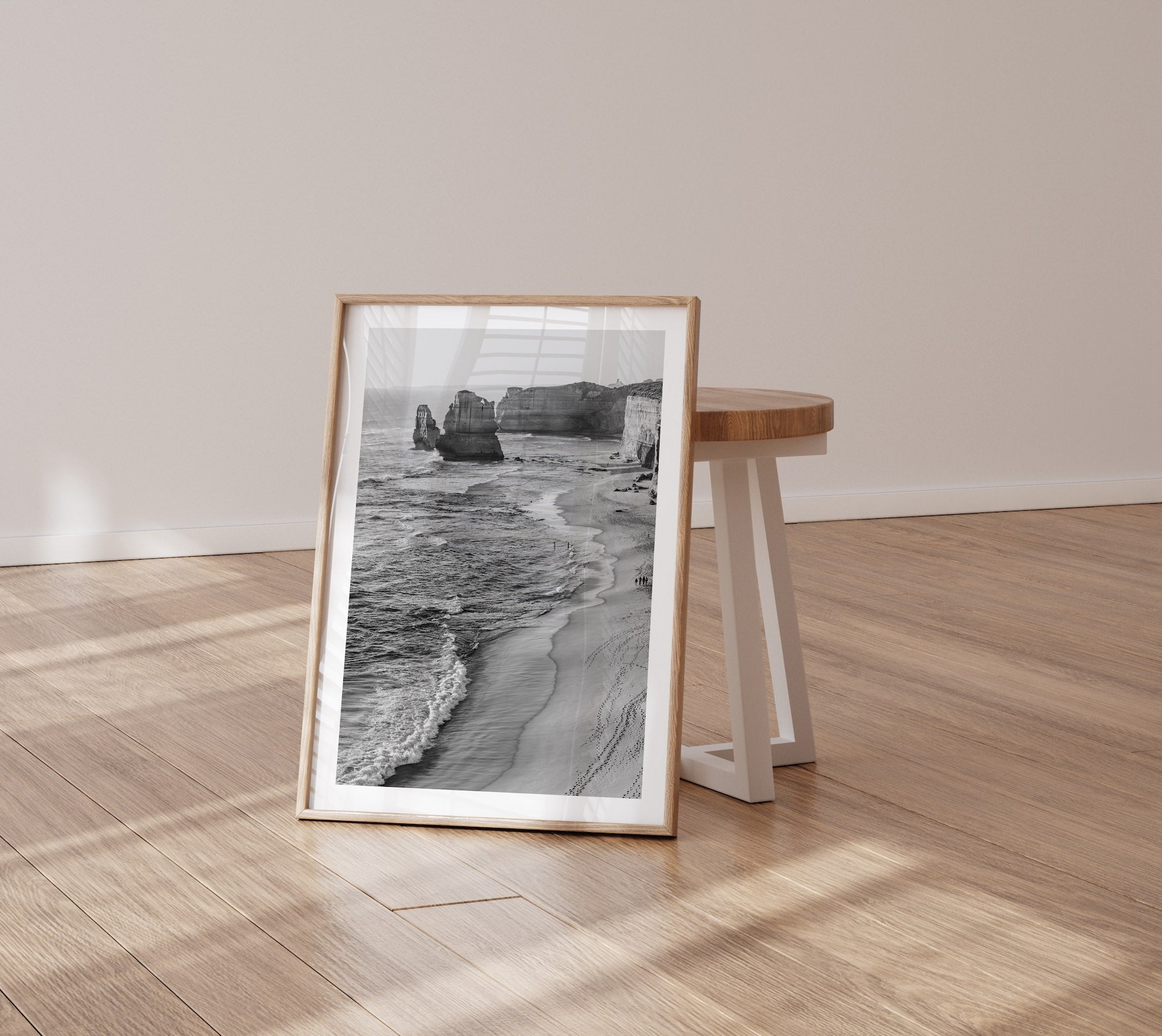Timeless Coastline: Gibson Steps in Black and White II - Peter Yan Studio Framed Photo Print Wall Art