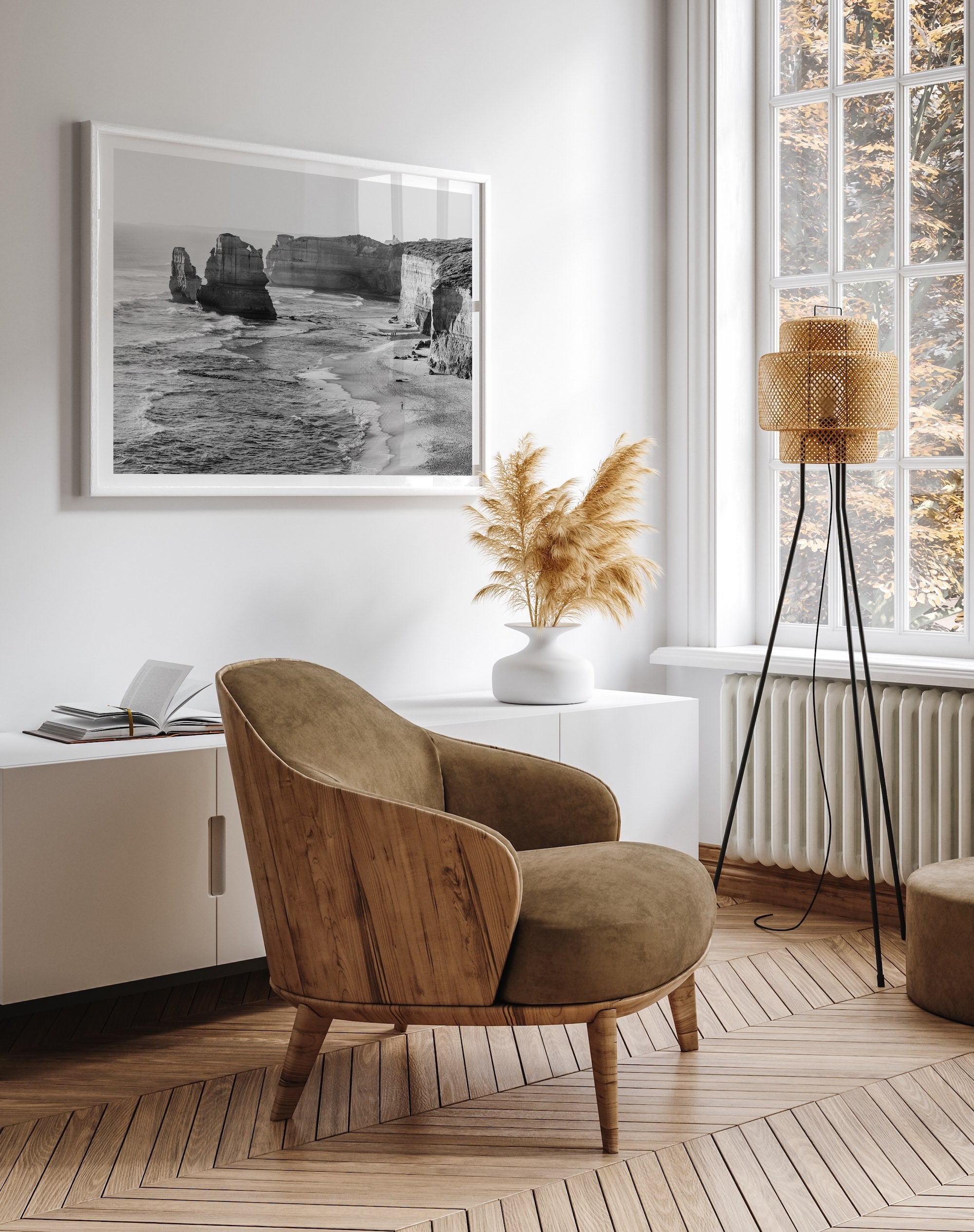 Timeless Coastline: Gibson Steps in Black and White - Peter Yan Studio Framed Photo Print Wall Art