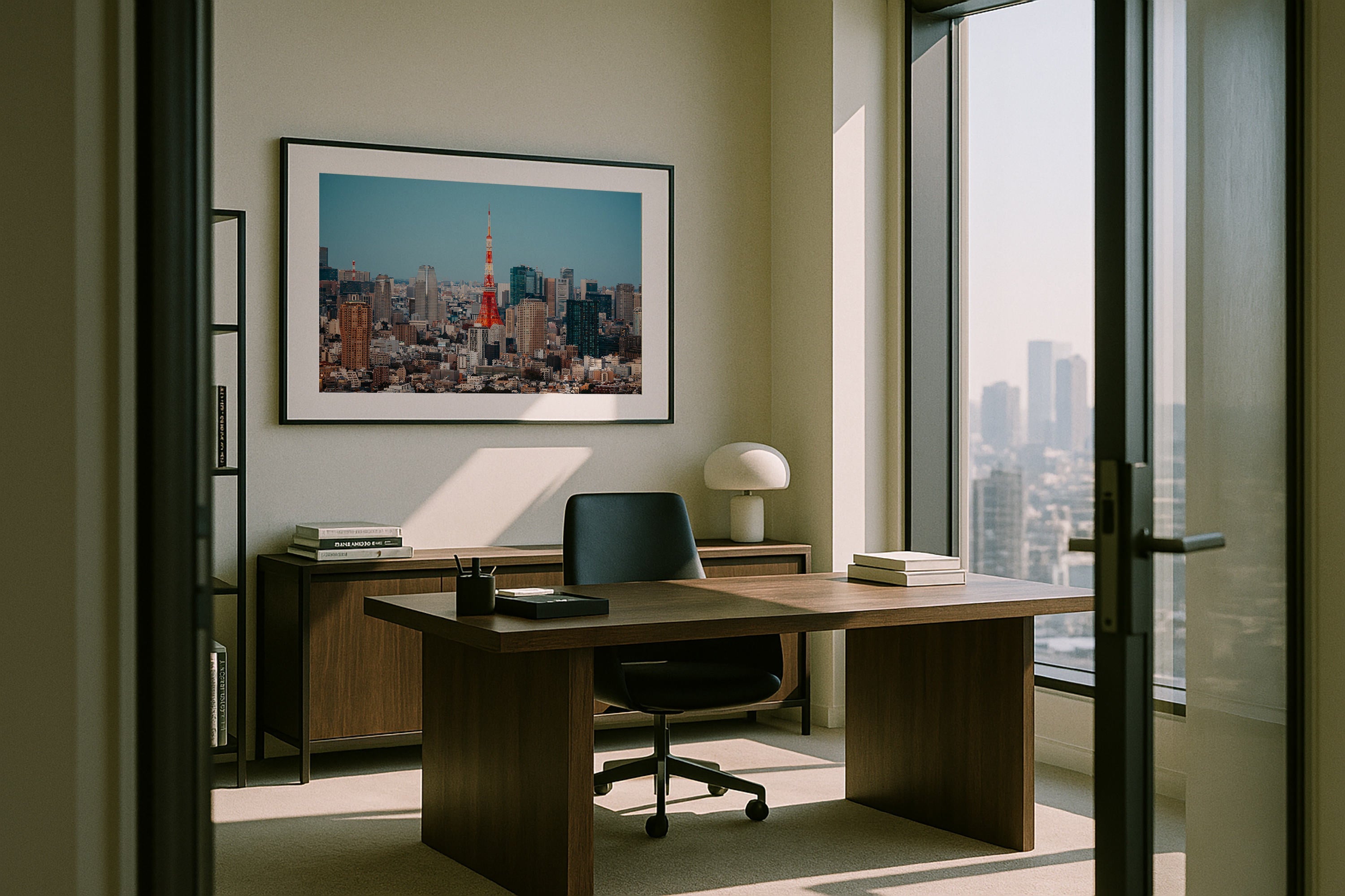Tokyo Tower City Skyline Framed Print - Architecture by Peter Yan Studio