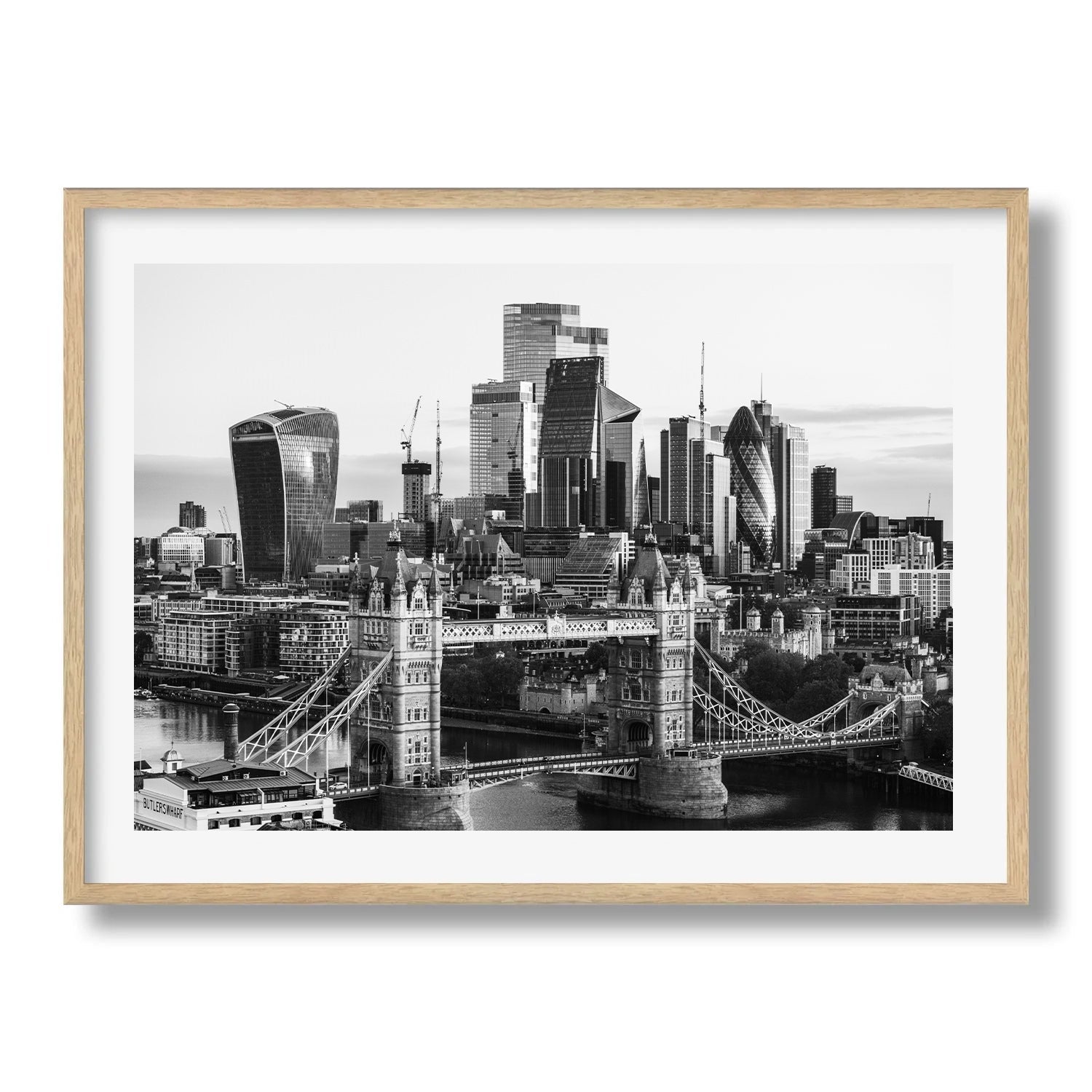 Tower Bridge and London Skyline in Monochrome - Peter Yan Studio Framed Photo Print Wall Art