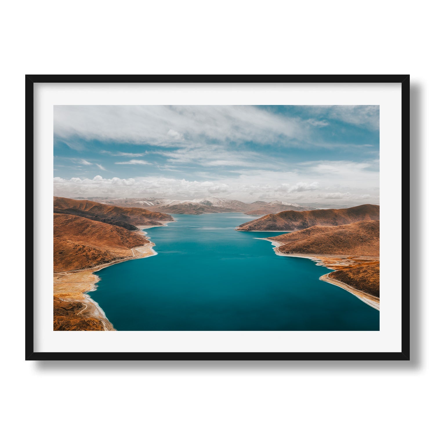 Turquoise Waters of Yamdrok Lake, Tibet Framed Print - Aerial by Peter Yan Studio