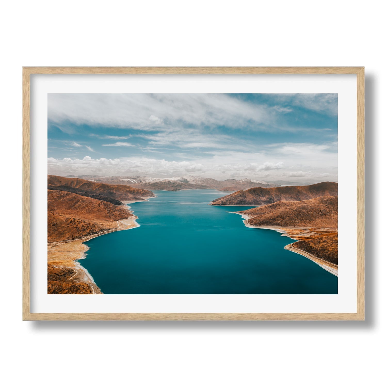 Turquoise Waters of Yamdrok Lake, Tibet Framed Print - Aerial by Peter Yan Studio