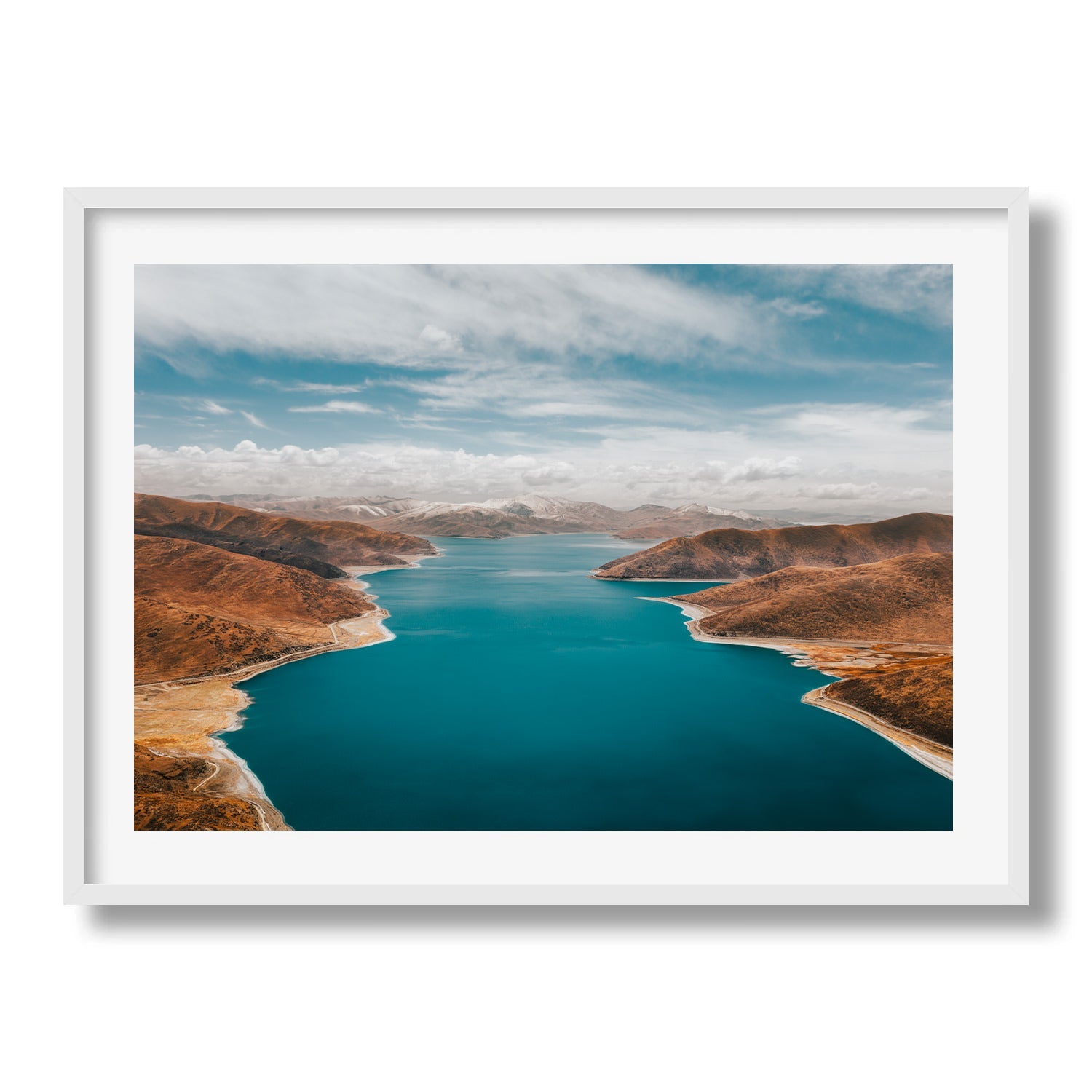 Turquoise Waters of Yamdrok Lake, Tibet Framed Print - Aerial by Peter Yan Studio