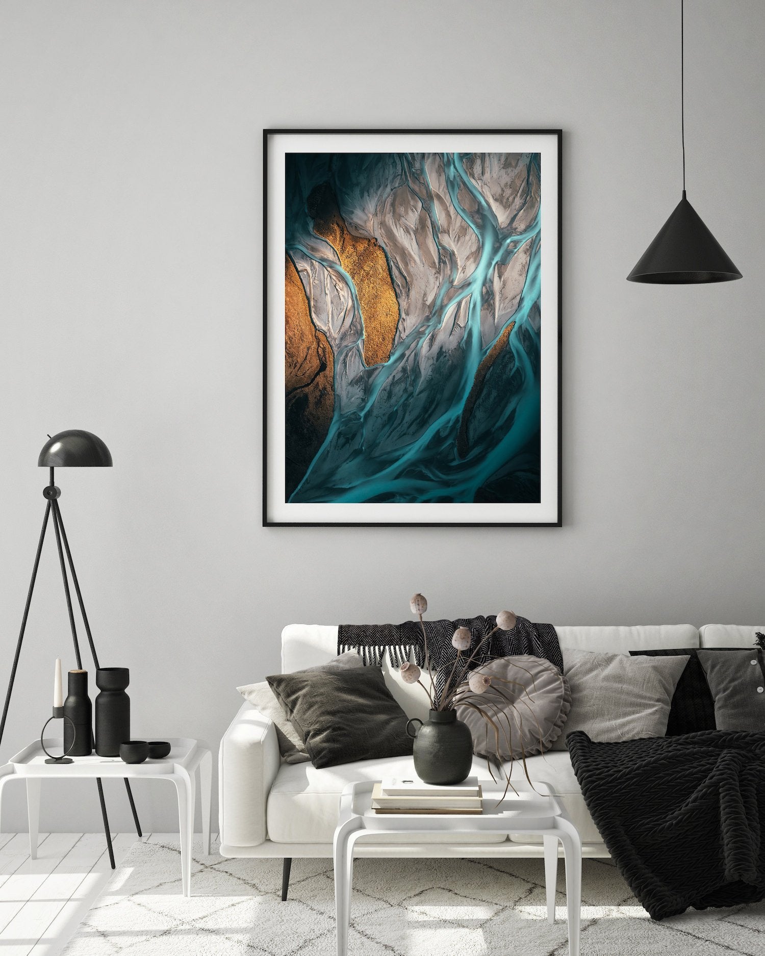 Blue Braided Rivers In New Zealand | Premium Framed Print - Peter Yan Studio