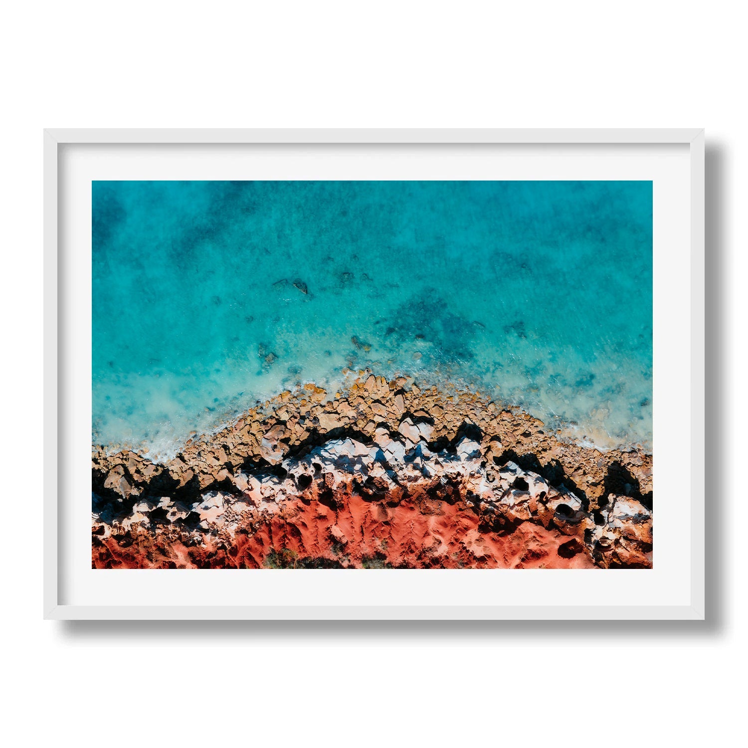 Broome Ocean Rocks Framed Print - Aerial by Peter Yan Studio