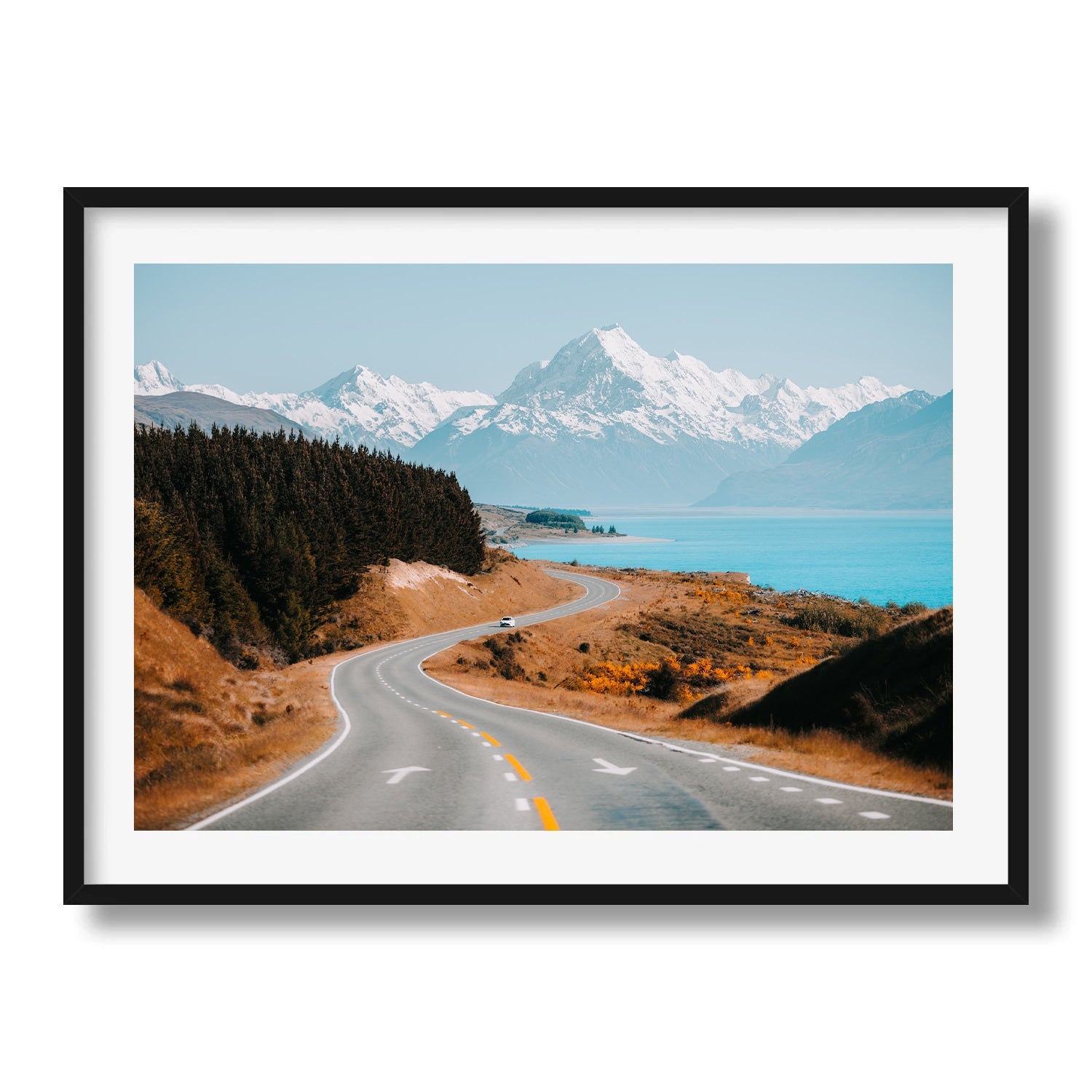 Curvy Road to Mt Cook Framed Print - Framed Prints by Peter Yan Studio