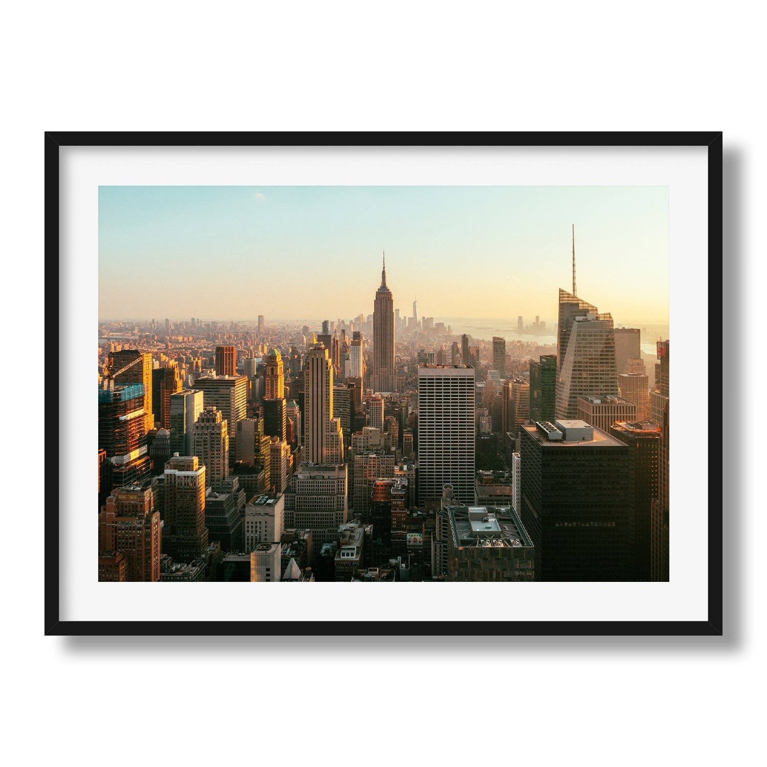 Empire State New York Sunset Framed Print - Architecture by Peter Yan Studio