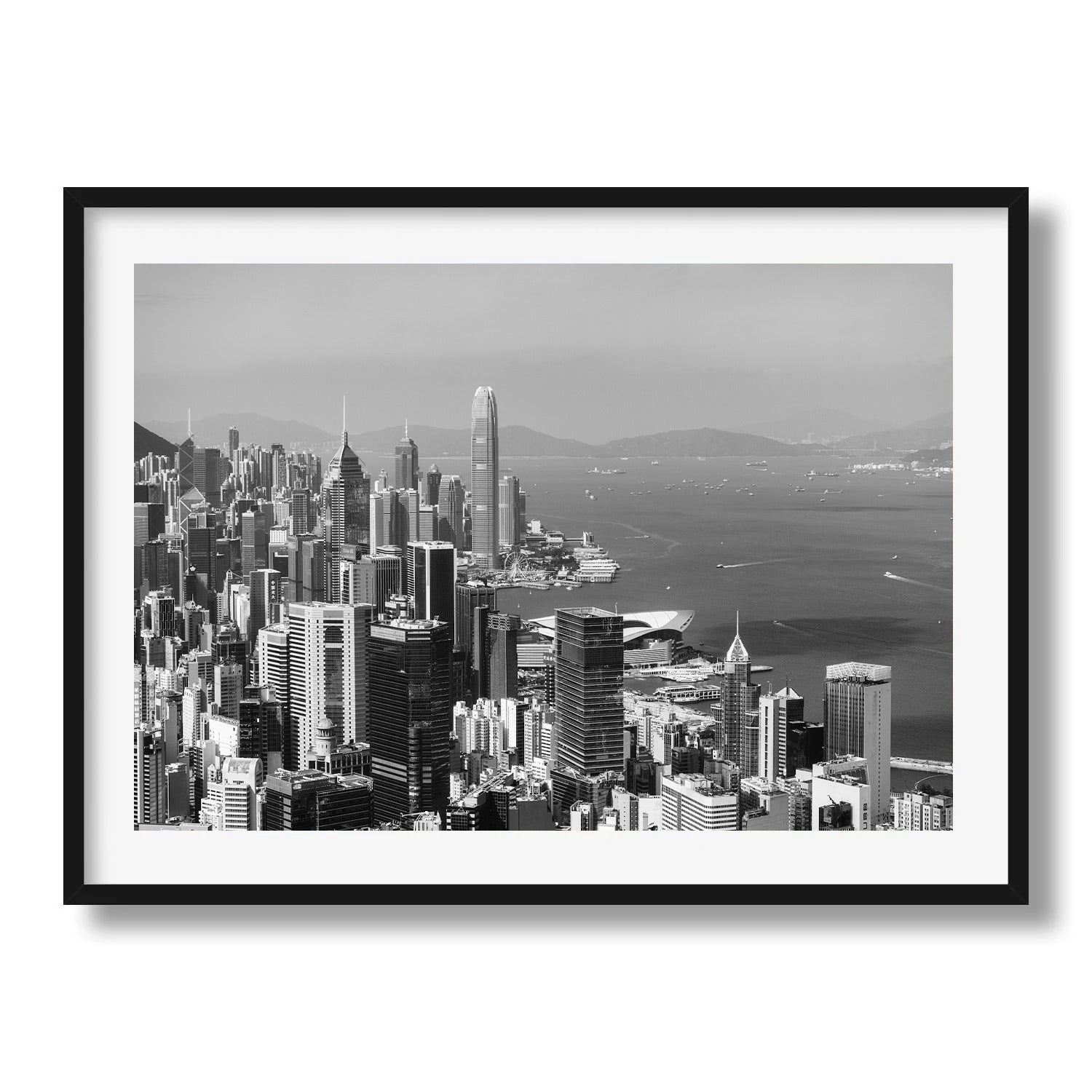 Hong Kong Central Skyline in Black & White - Peter Yan Studio Framed Photo Print Wall Art