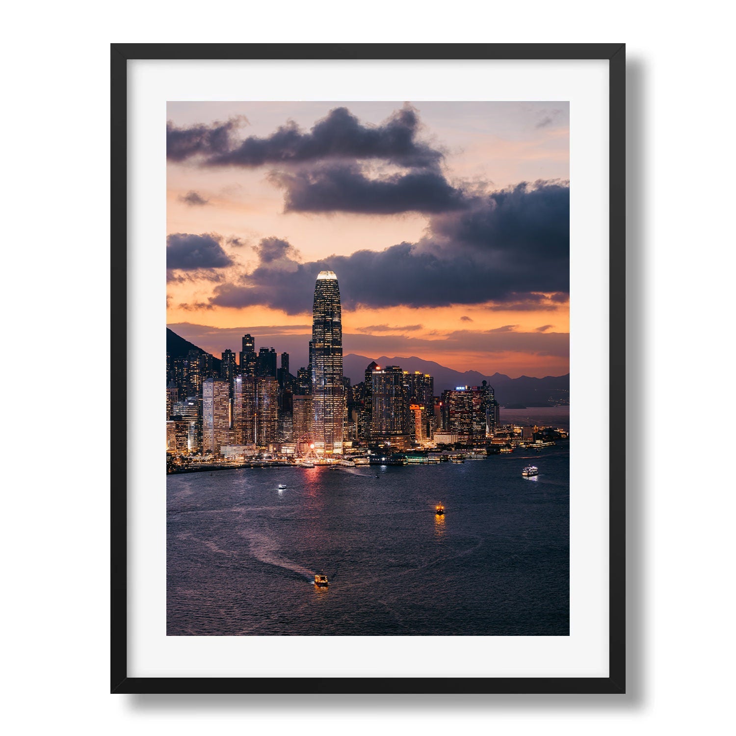 Hong Kong Central Sunset II Framed Print - Architecture by Peter Yan Studio
