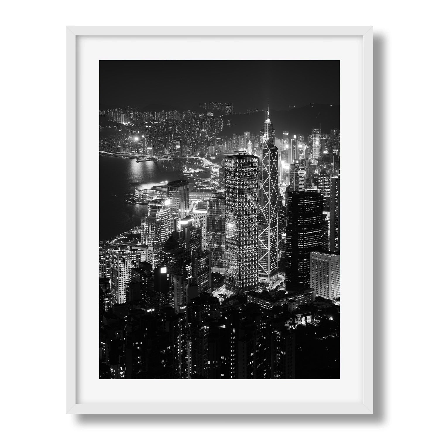 Hong Kong Island Skyline in Black & White - Peter Yan Studio Framed Photo Print Wall Art