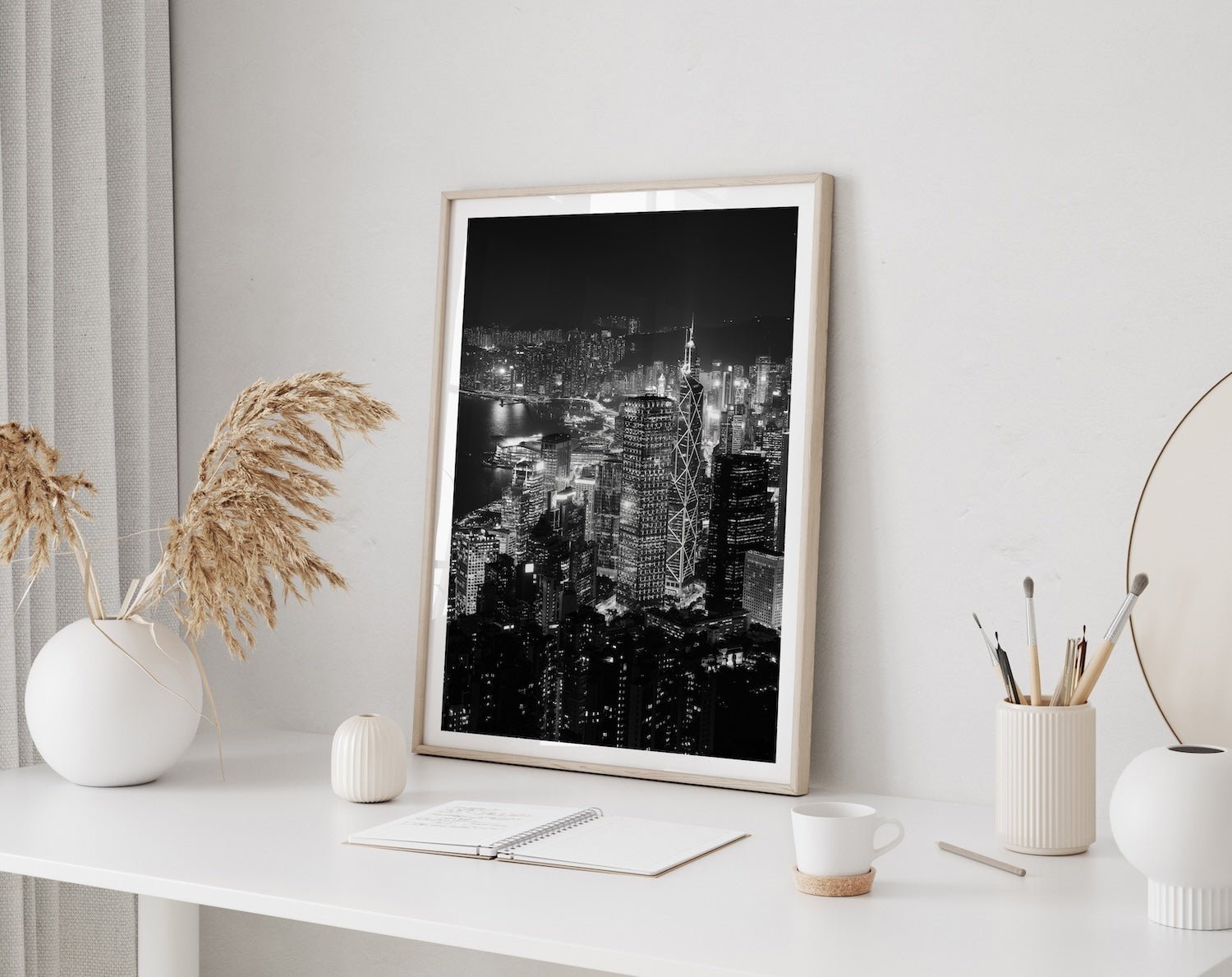 Hong Kong Island Skyline in Black & White - Peter Yan Studio Framed Photo Print Wall Art