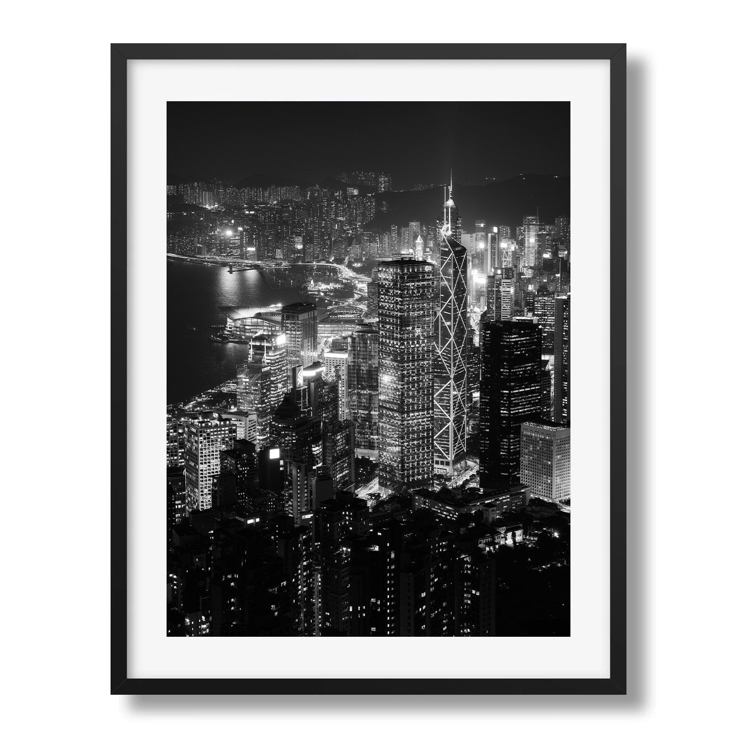 Hong Kong Island Skyline in Black & White - Peter Yan Studio Framed Photo Print Wall Art