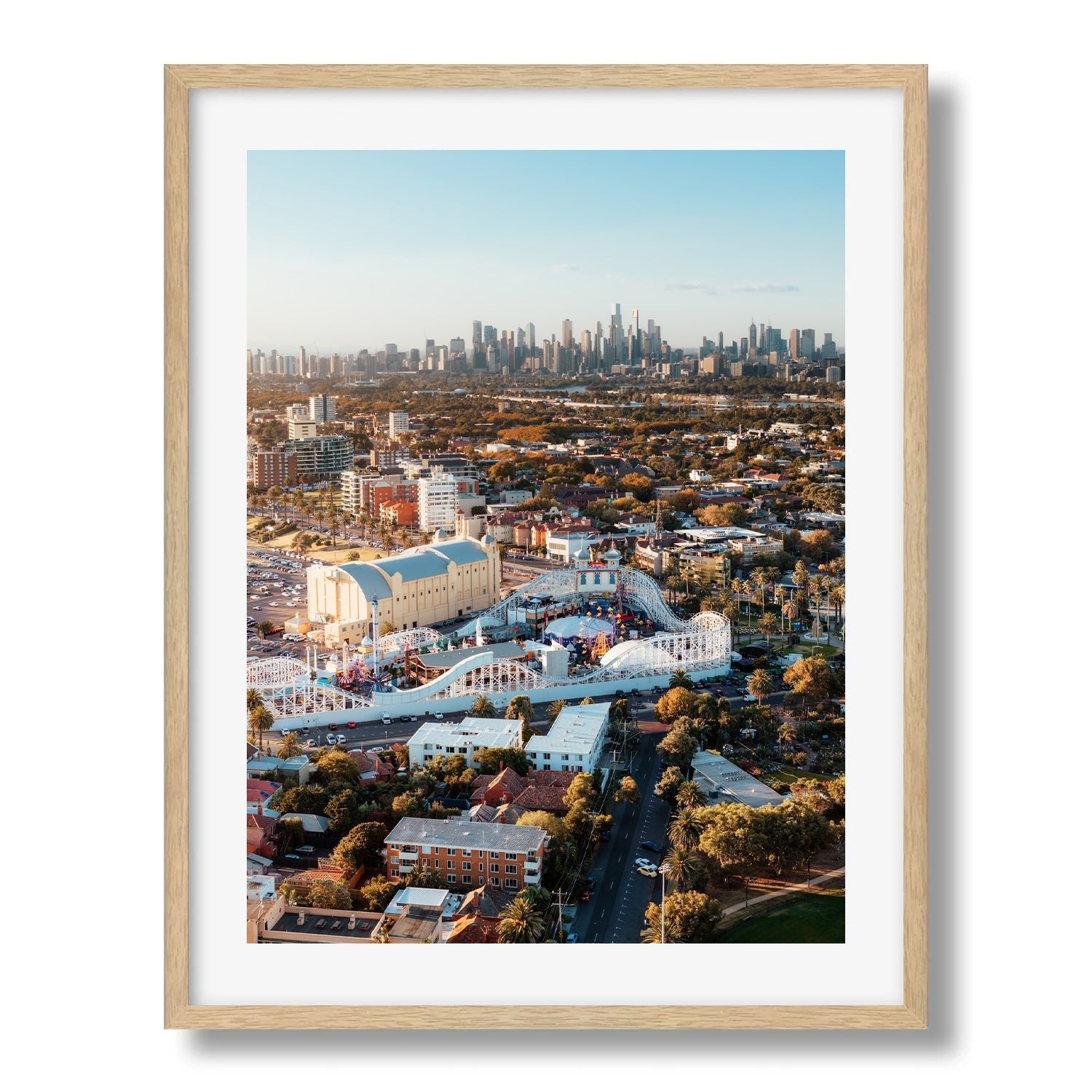 Melbourne Luna Park From Above Framed Print - Aerial by Peter Yan Studio