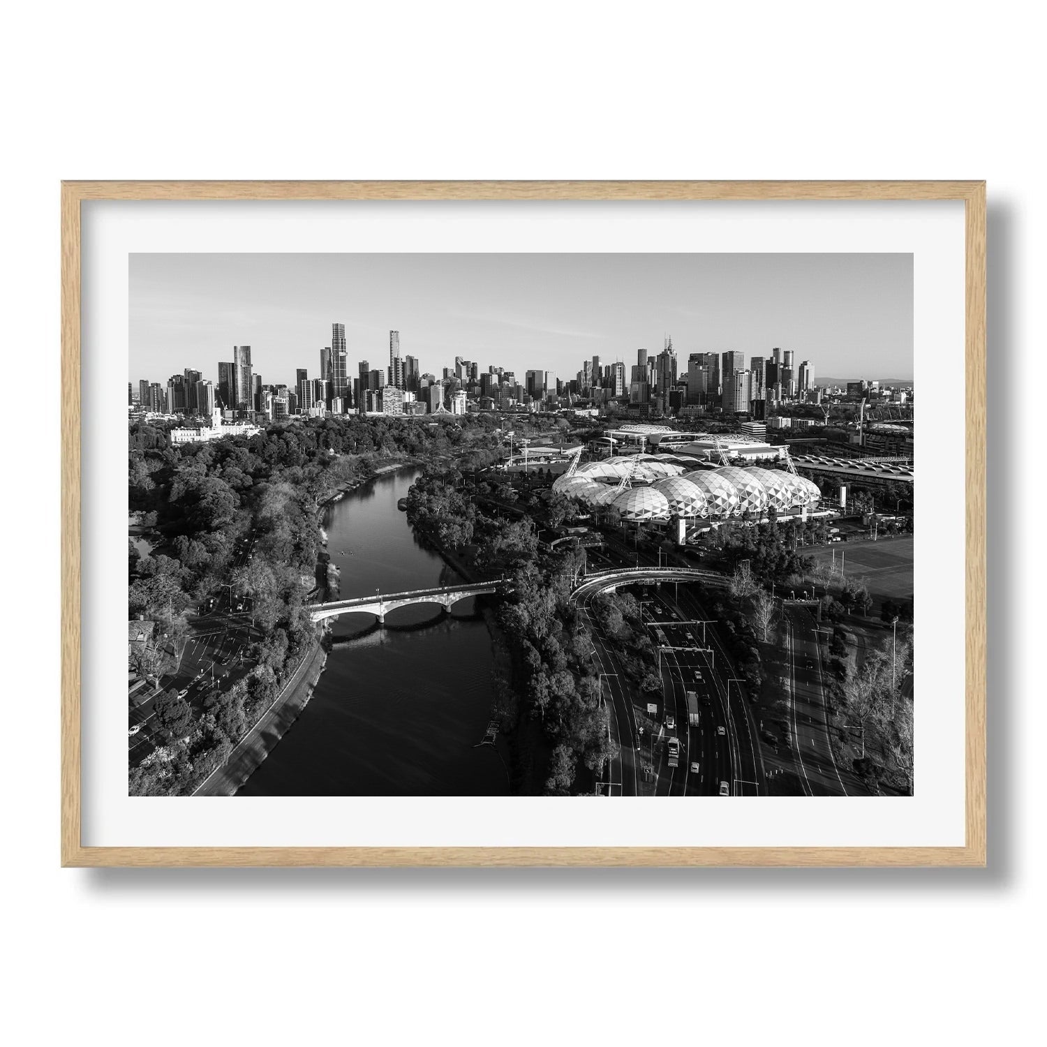Melbourne Park and Yarra River Black & White - Peter Yan Studio