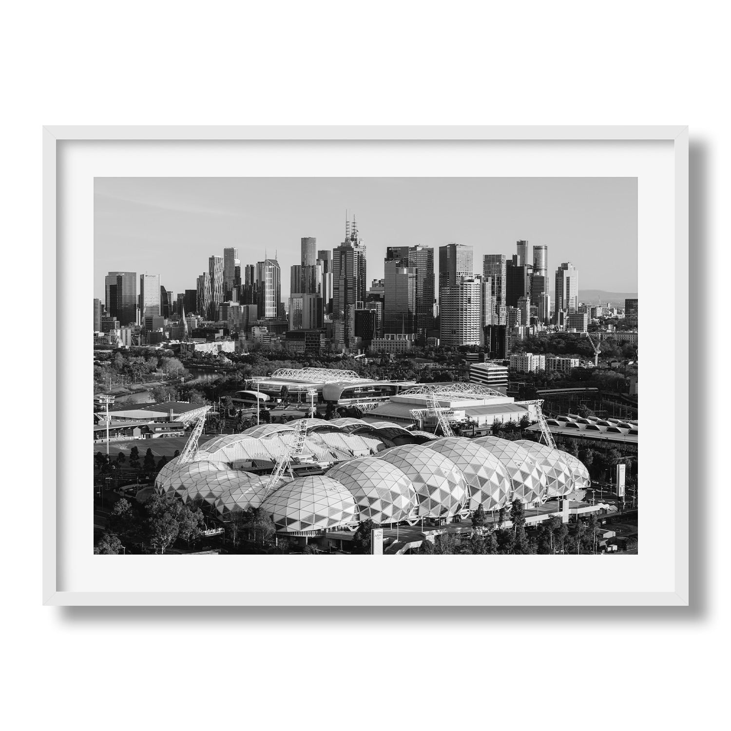 Melbourne Skyline AAMI Park Stadium Black & White - Peter Yan Studio