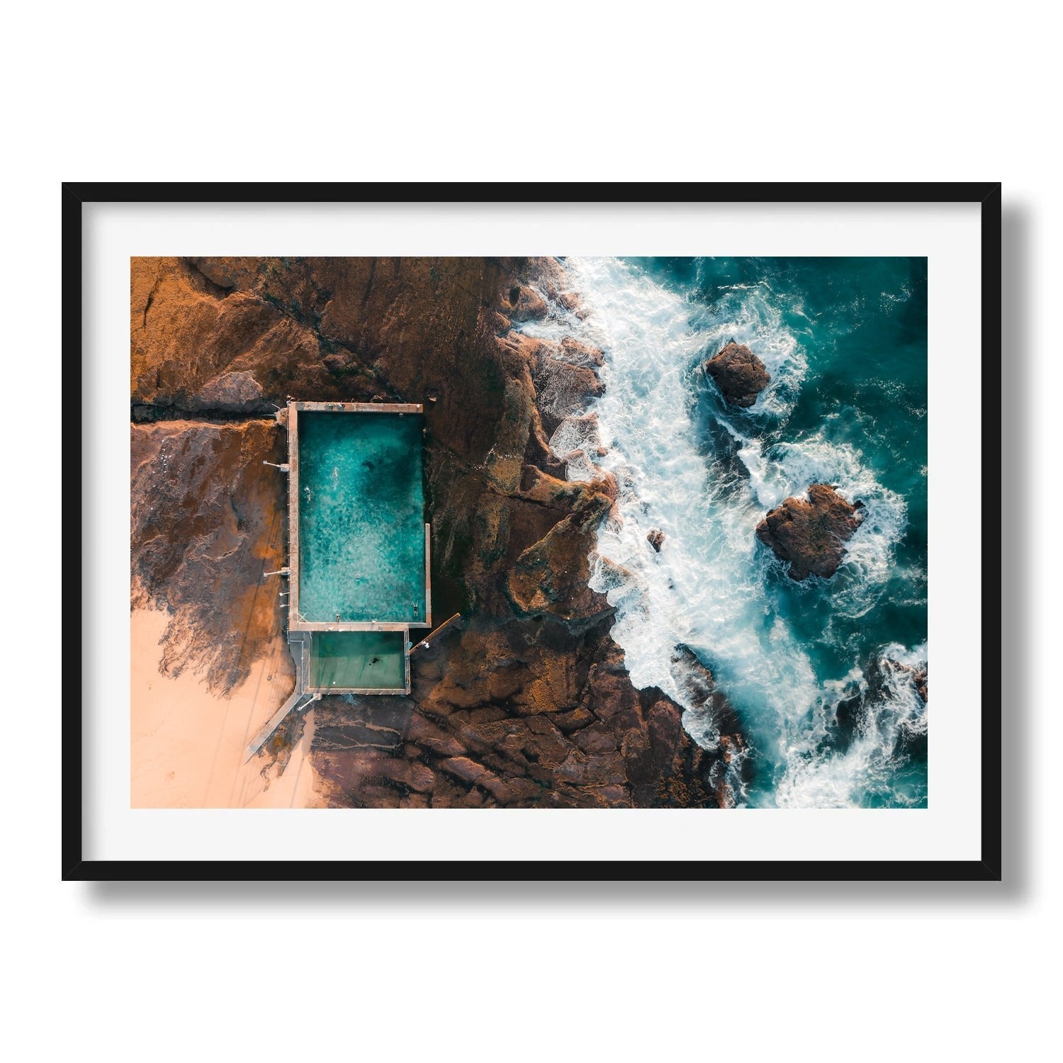 Mona Vale Rock Pool I Framed Print - Aerial by Peter Yan Studio