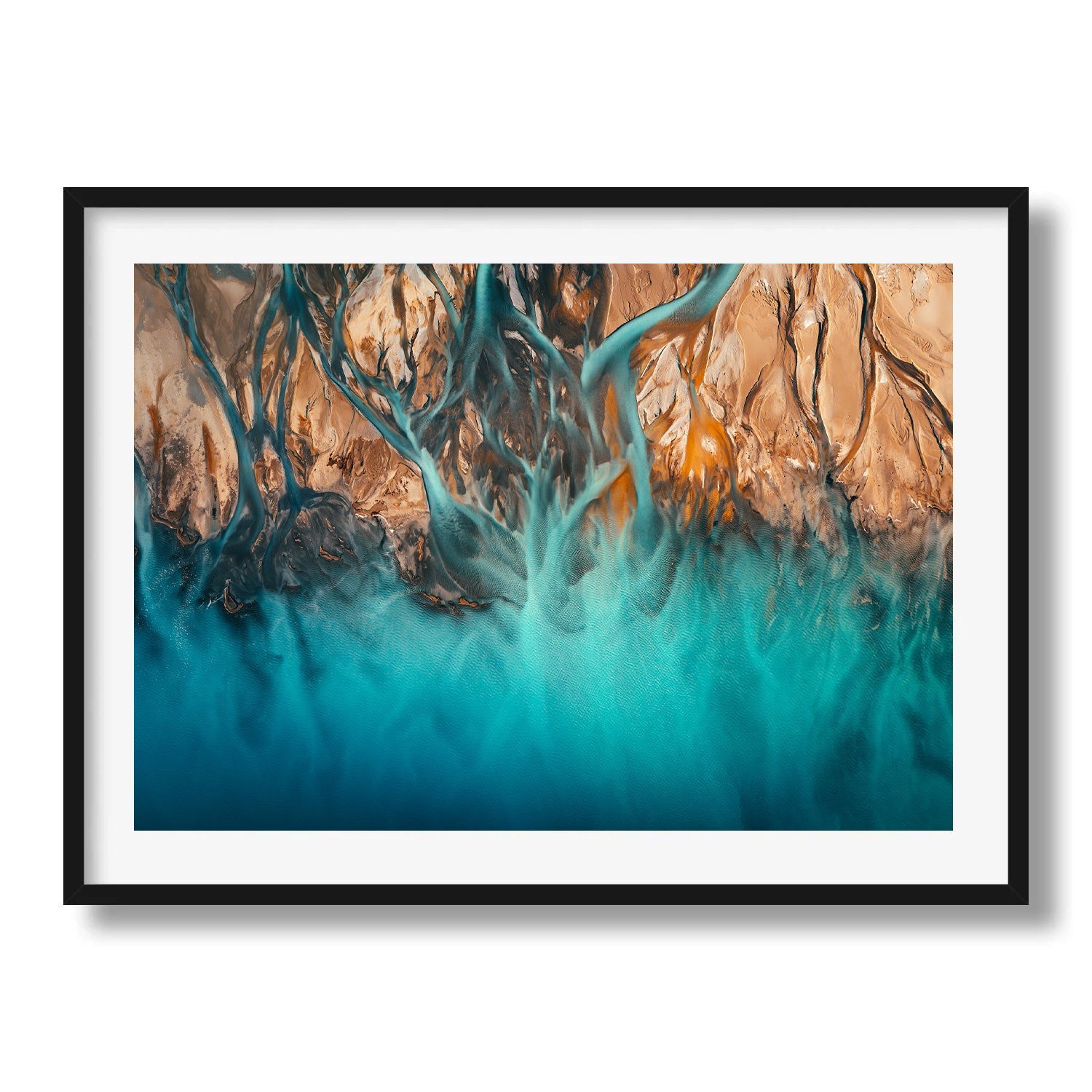 New Zealand Glacial Rivers Framed Print - Aerial by Peter Yan Studio