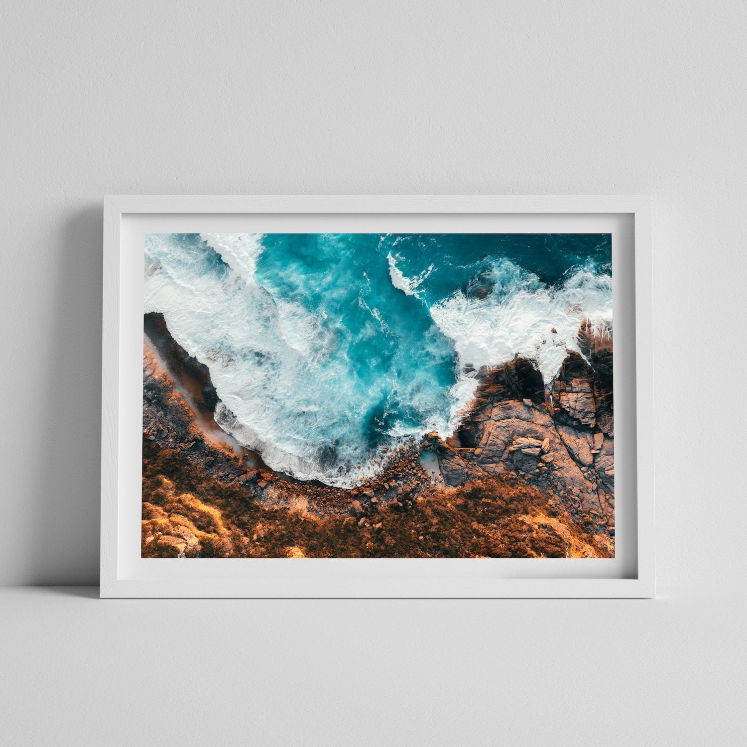 Ocean Waves Crashing Into Rocks | Premium Framed Print - Peter Yan Studio